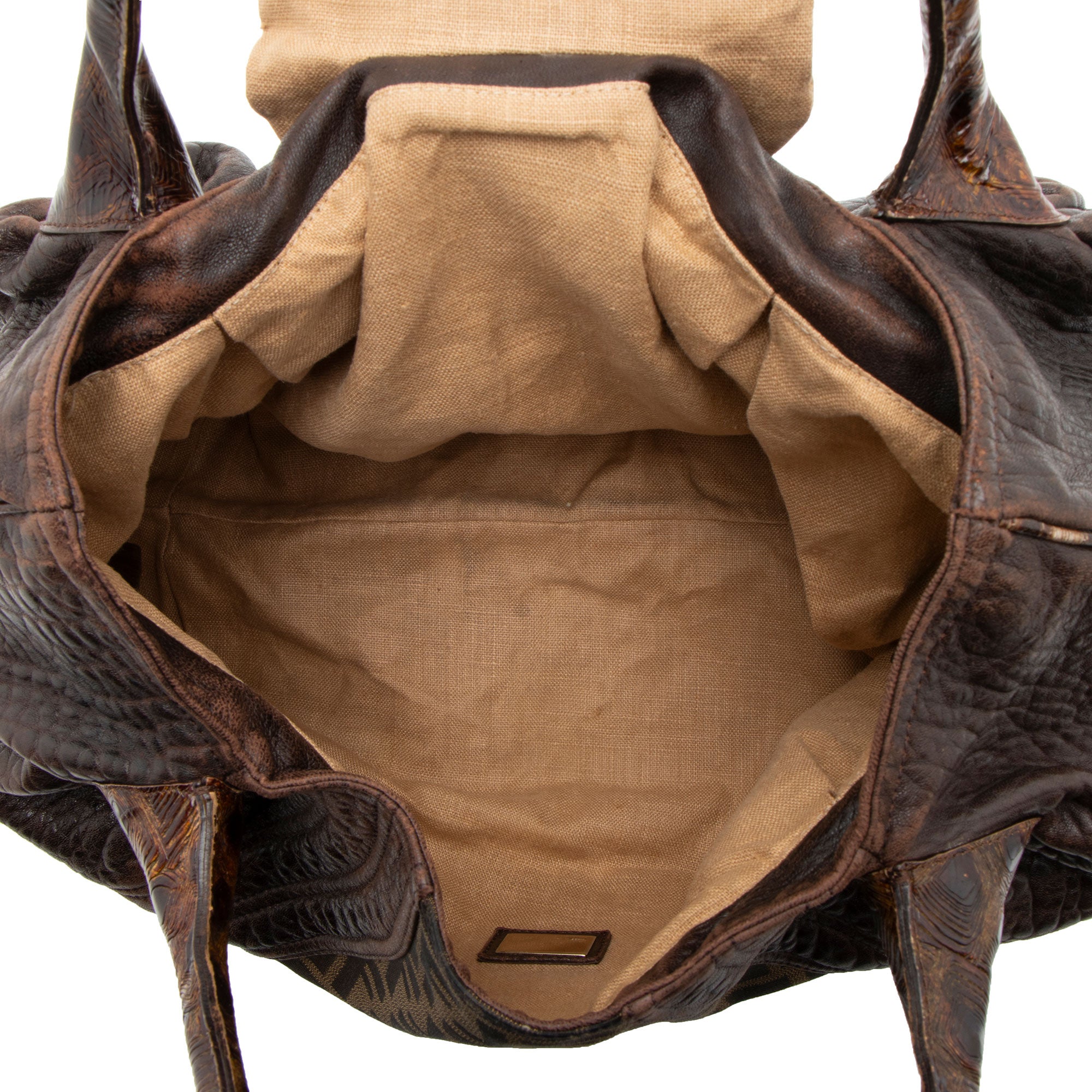 Fendi Zucca Tortuga Leather Spy Satchel