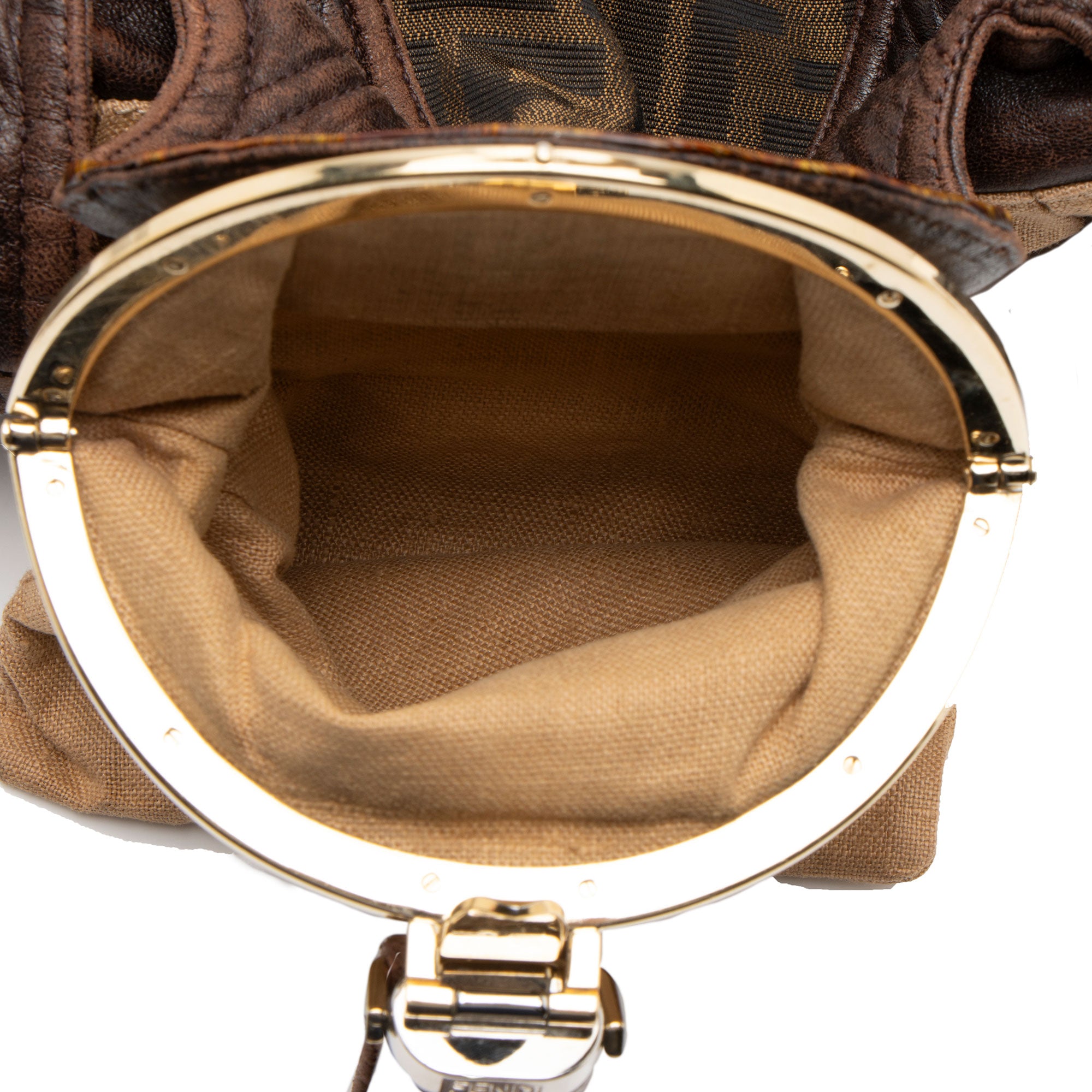Fendi Zucca Tortuga Leather Spy Satchel