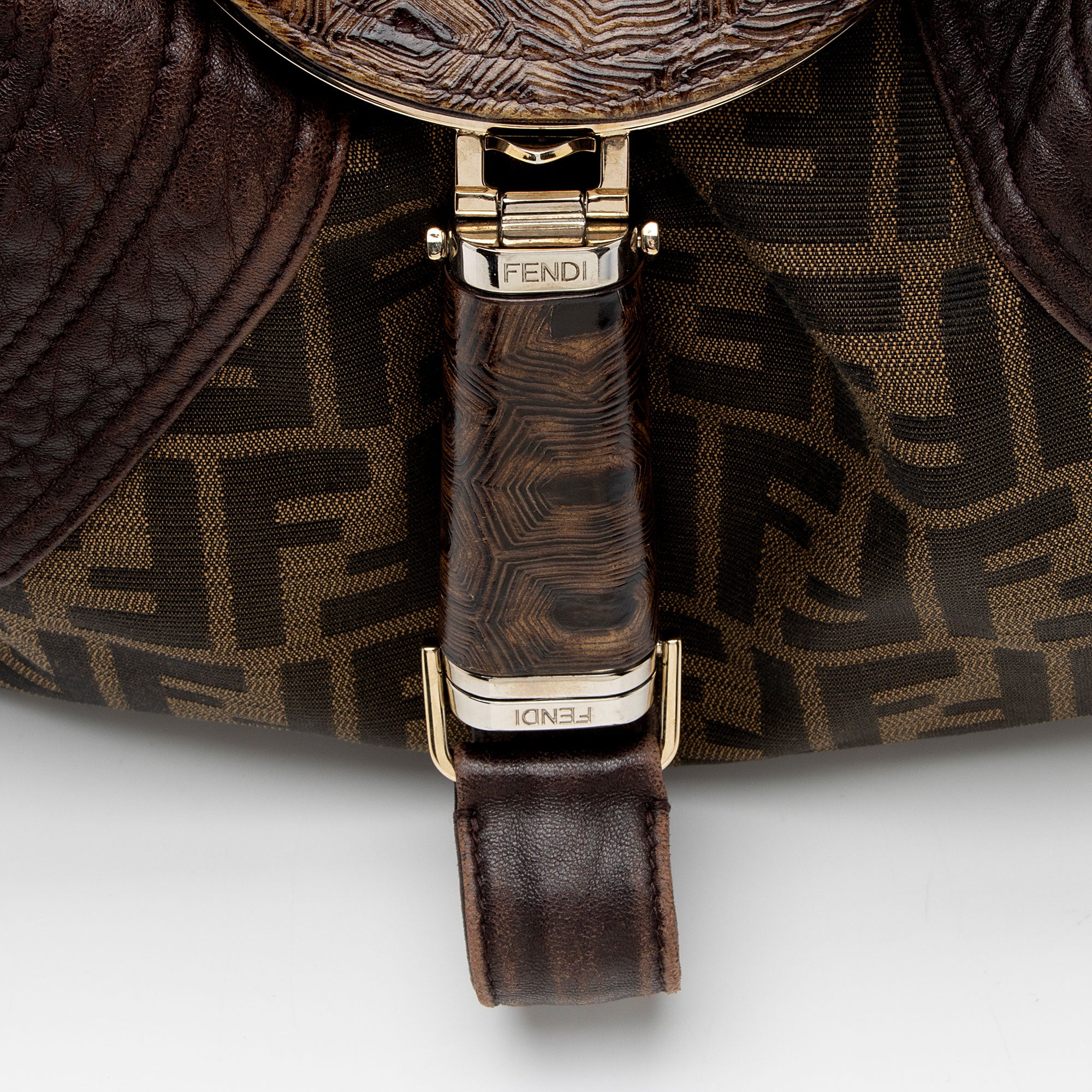 Fendi Zucca Tortuga Leather Spy Satchel (SHF-ls4Vha)