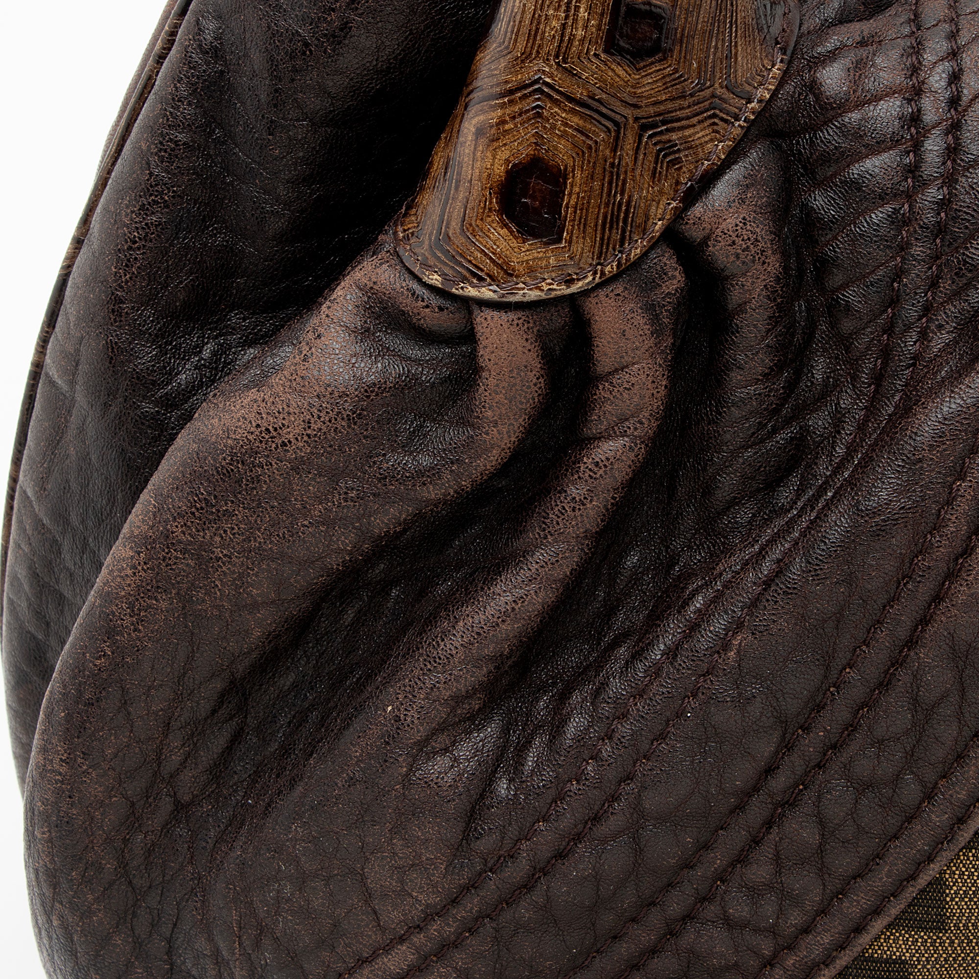 Fendi Zucca Tortuga Leather Spy Satchel (SHF-ls4Vha)