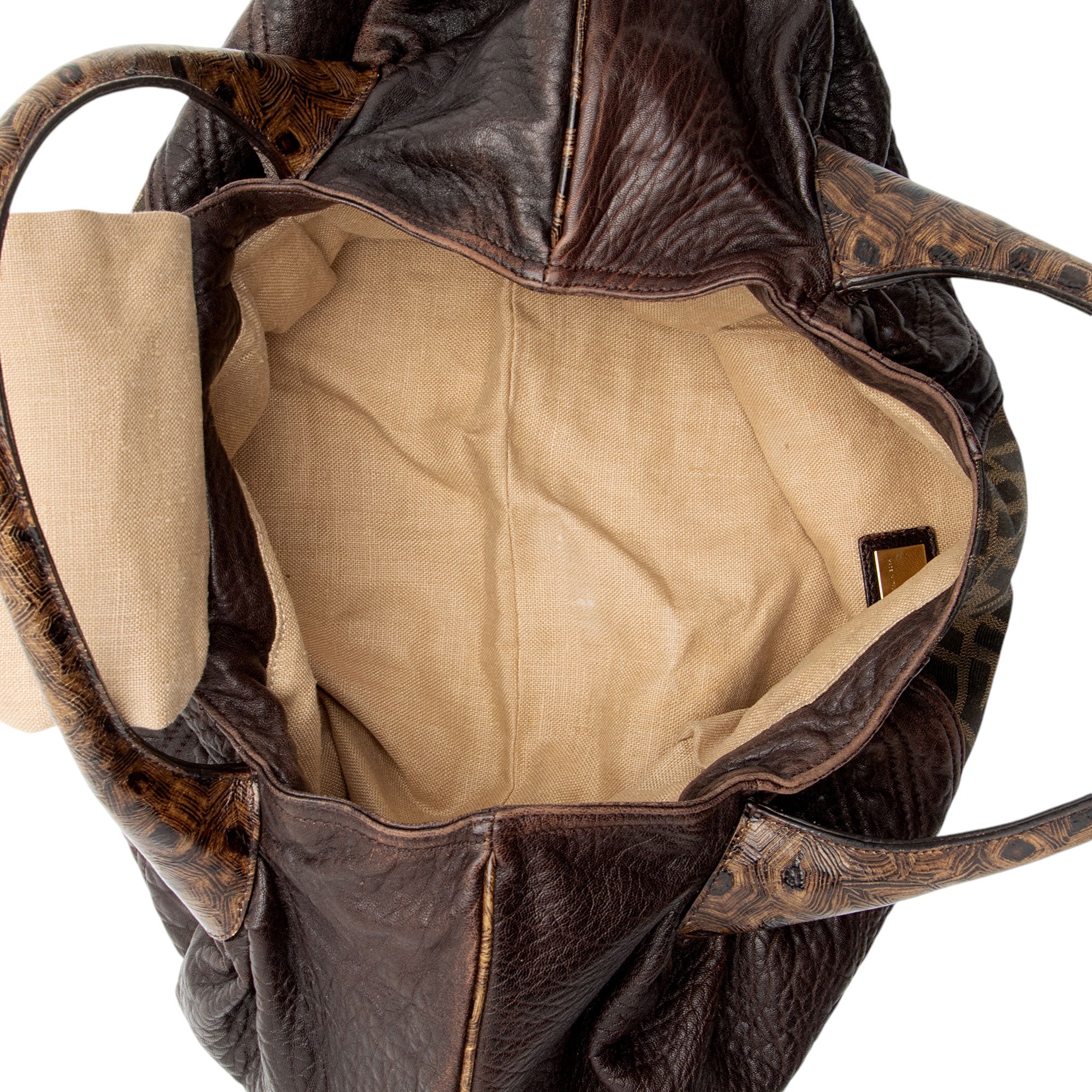 Fendi Zucca Tortuga Leather Spy Satchel (SHF-ls4Vha)