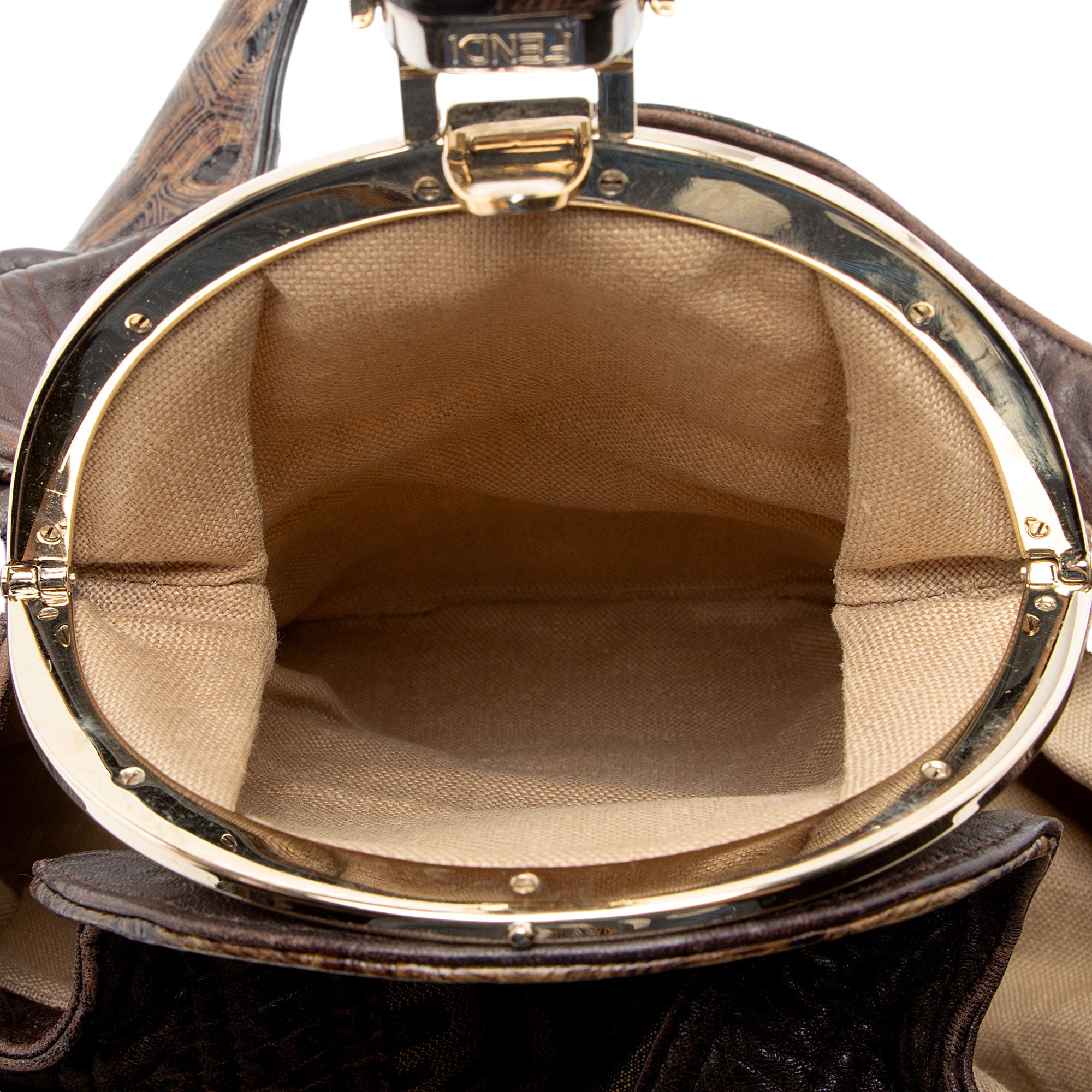 Fendi Zucca Tortuga Leather Spy Satchel (SHF-ls4Vha)