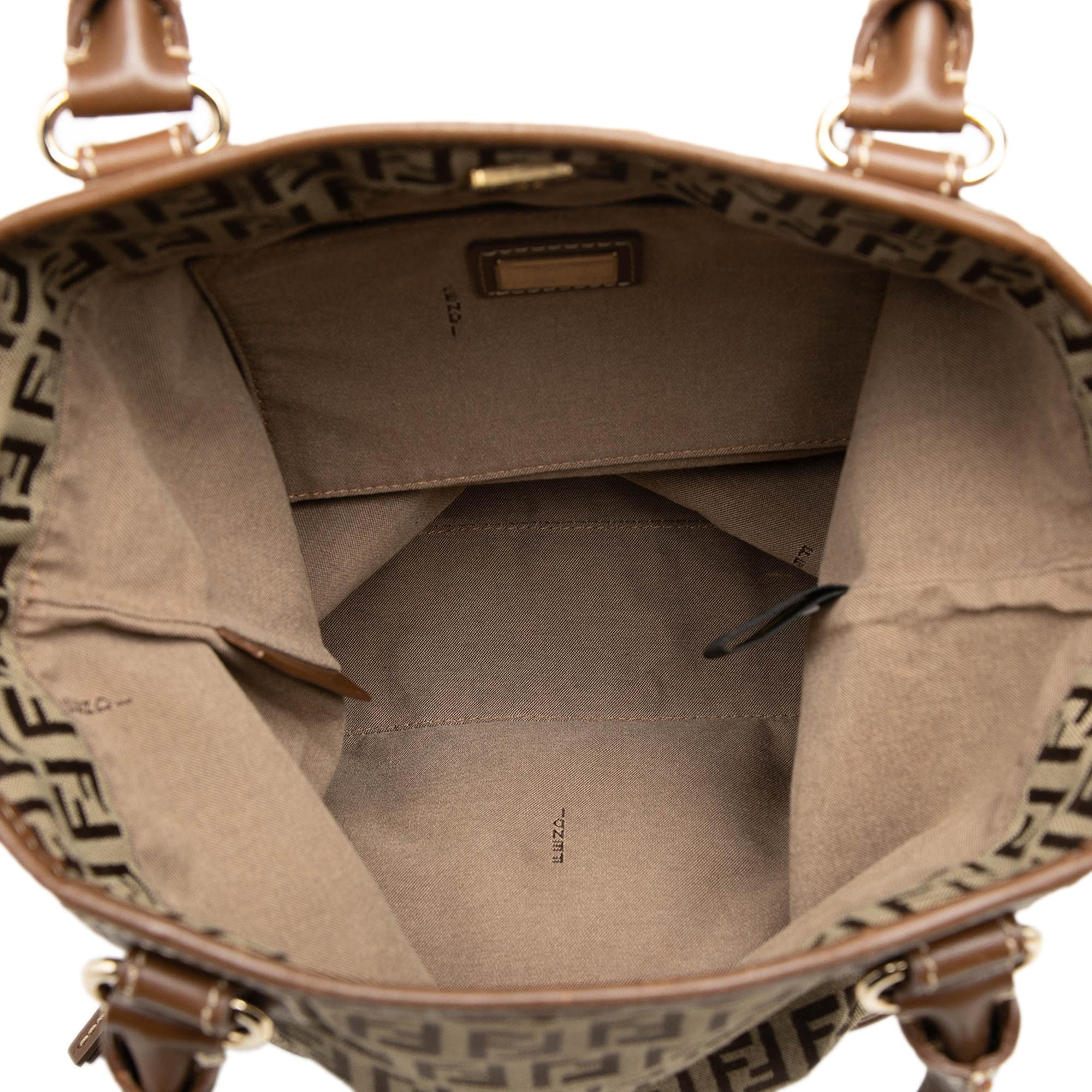 Fendi Zucchino Canvas Chef Front Pocket Shopping Tote