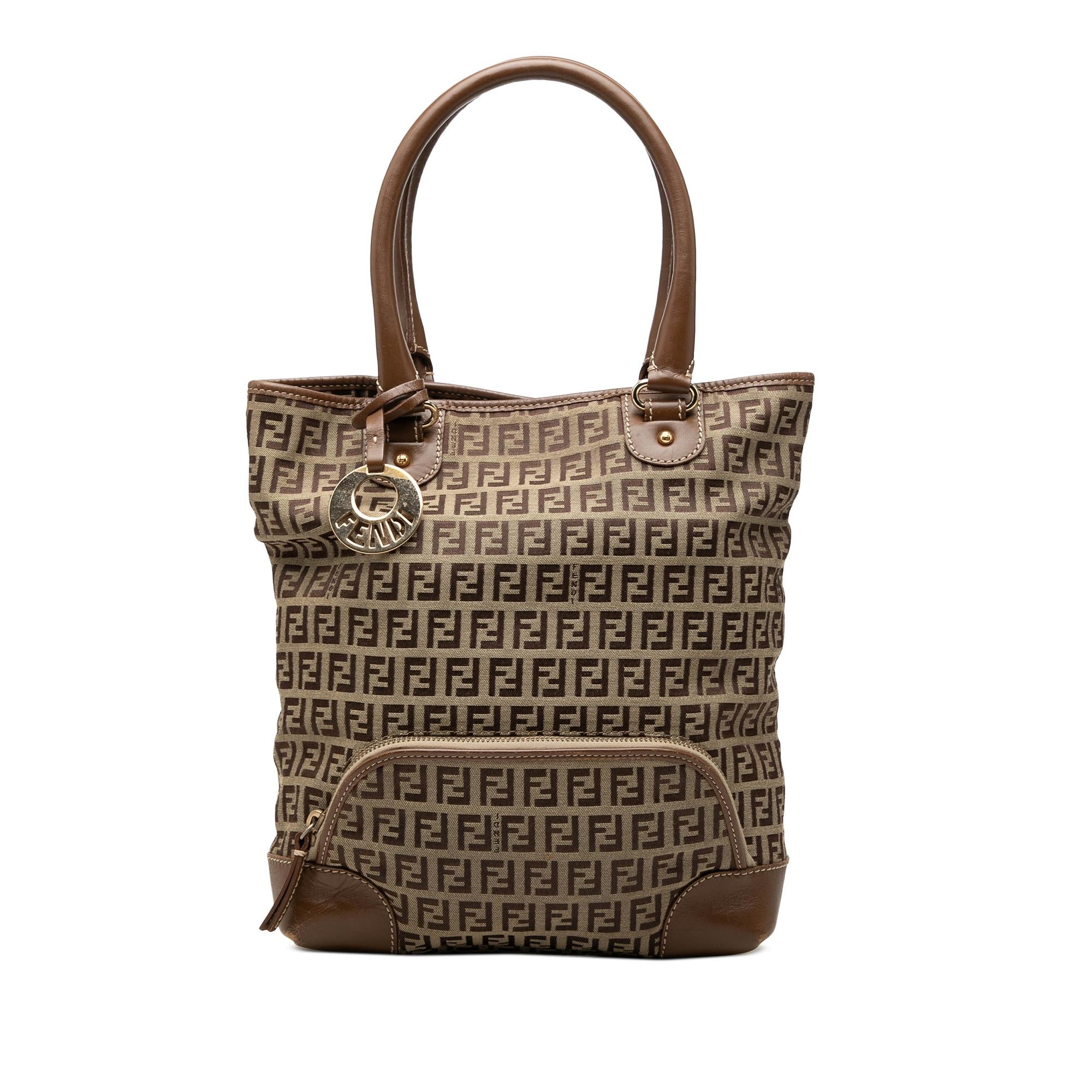 Fendi Zucchino Canvas Chef Front Pocket Shopping Tote