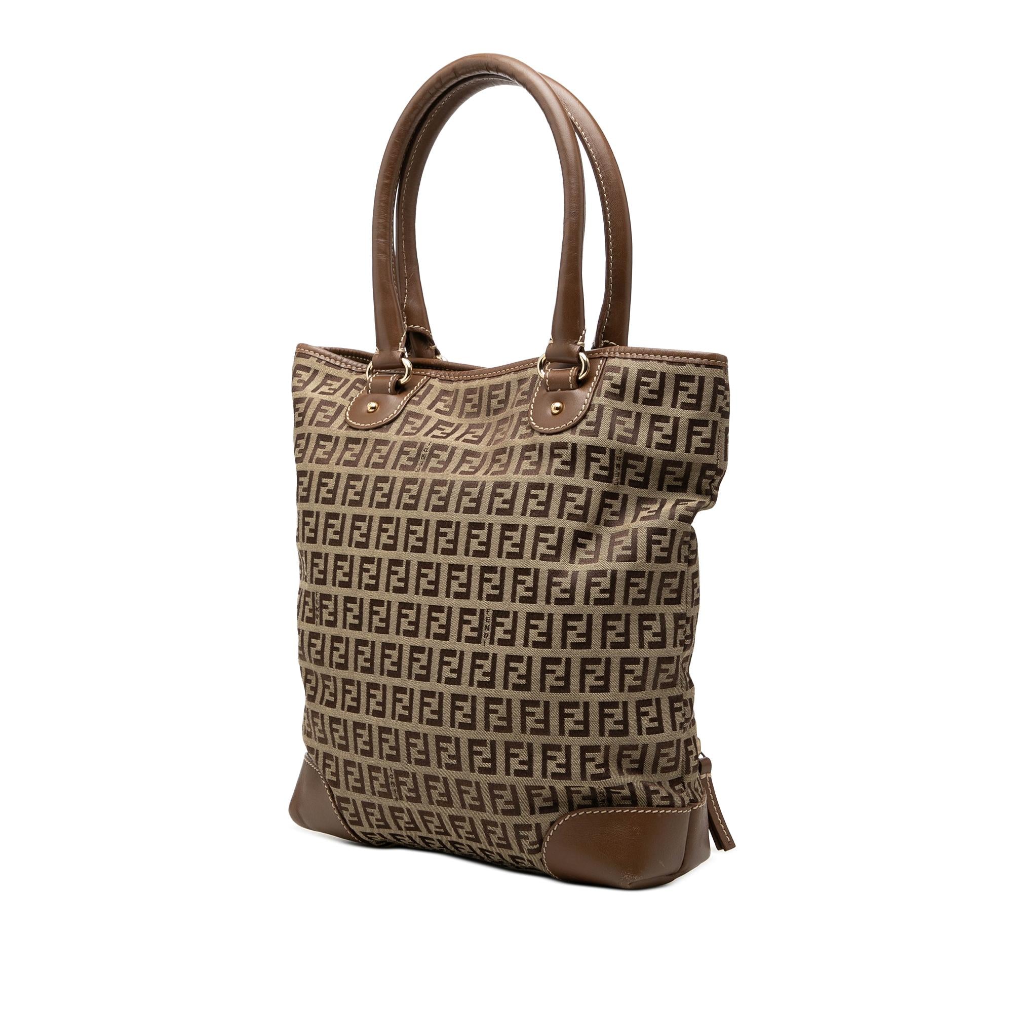 Fendi Zucchino Canvas Chef Front Pocket Shopping Tote
