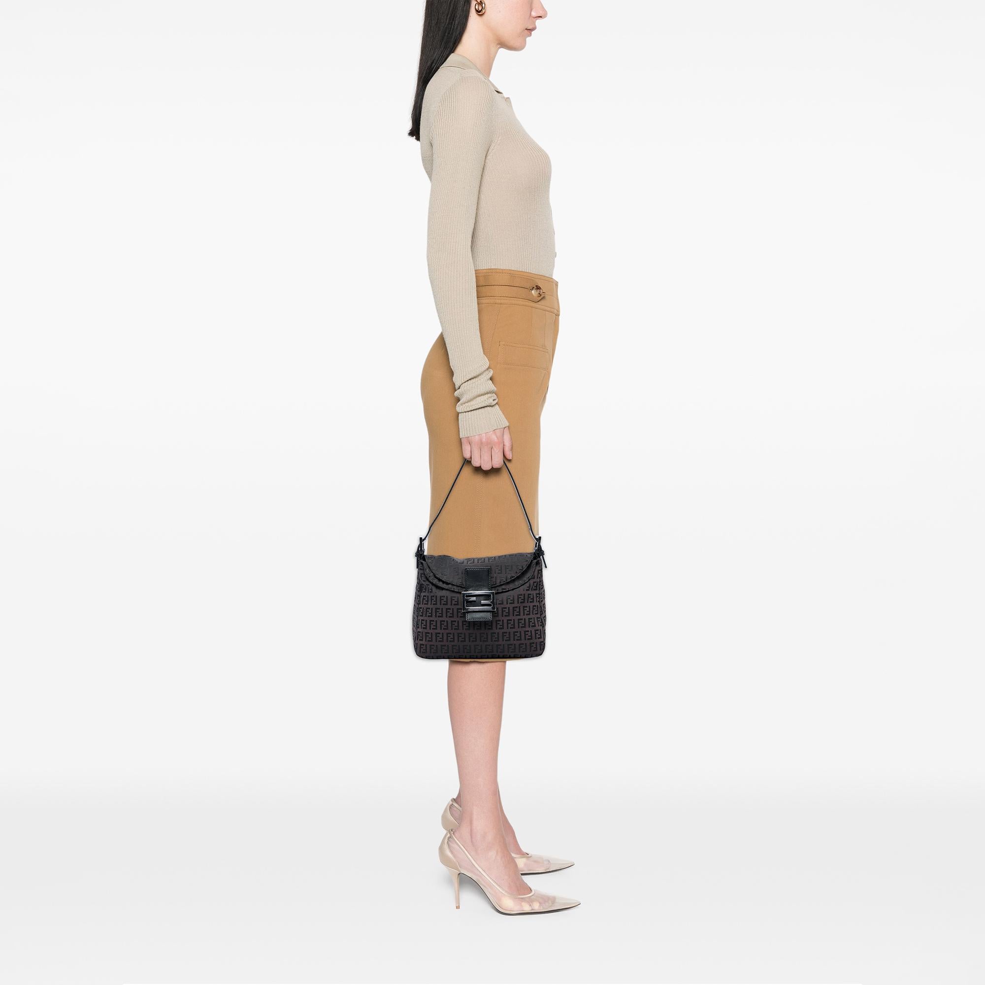 Fendi Zucchino Canvas Double Flap Mamma