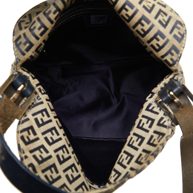 Fendi Zucchino Canvas Double Flap Shoulder Bag (SHG-WJNWvP)