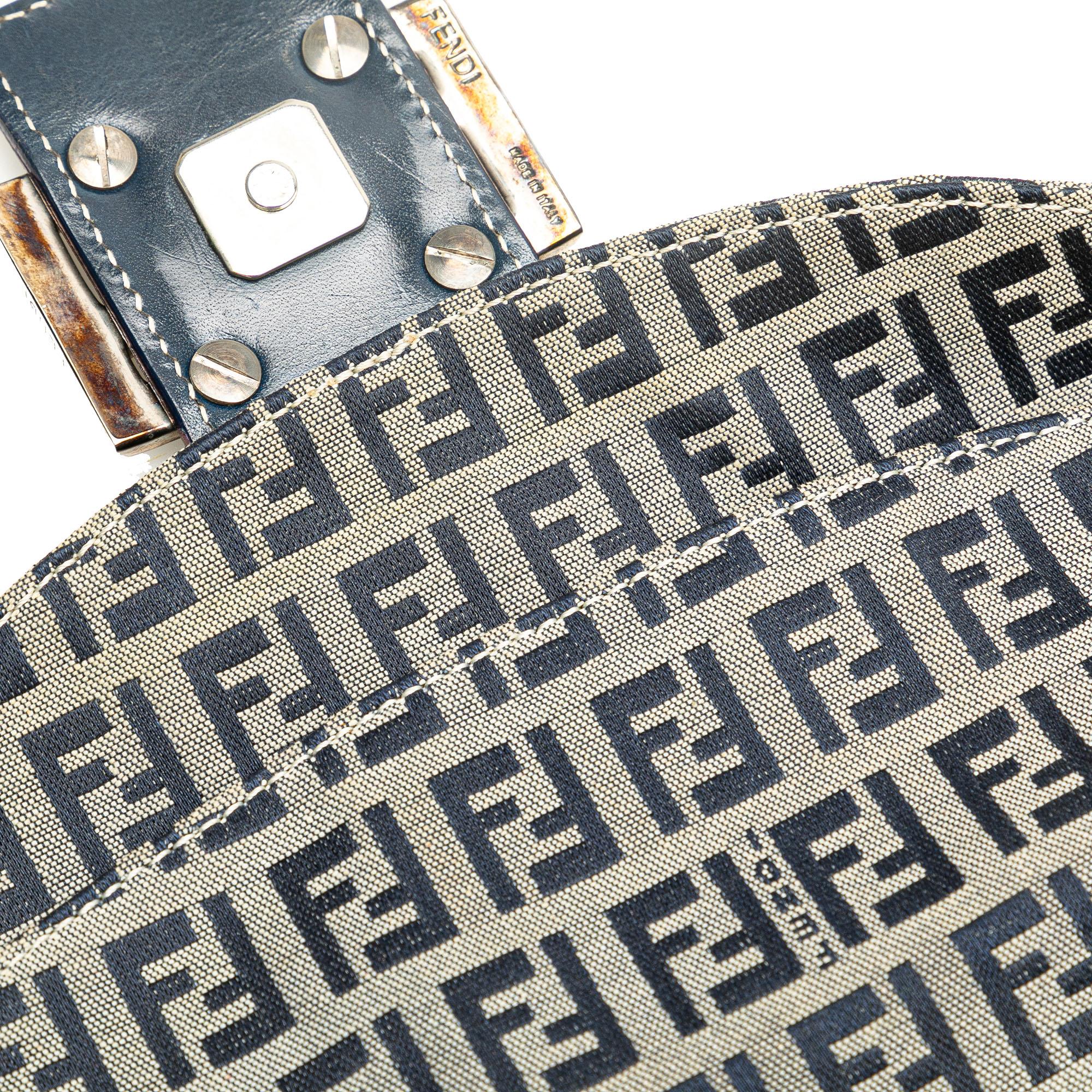 Fendi Zucchino Canvas Double Flap Shoulder Bag