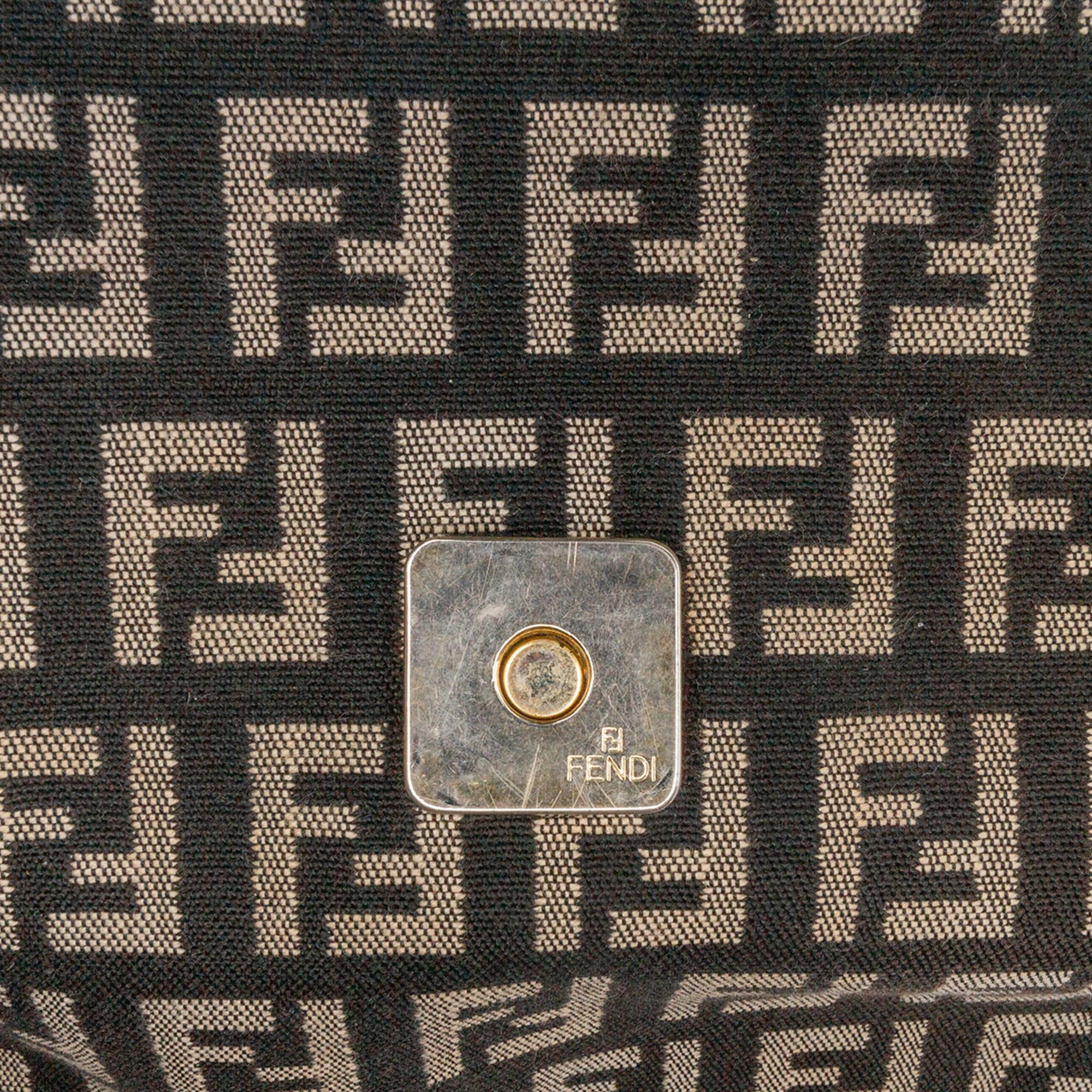 Fendi Zucchino Canvas Double Flap Shoulder Bag