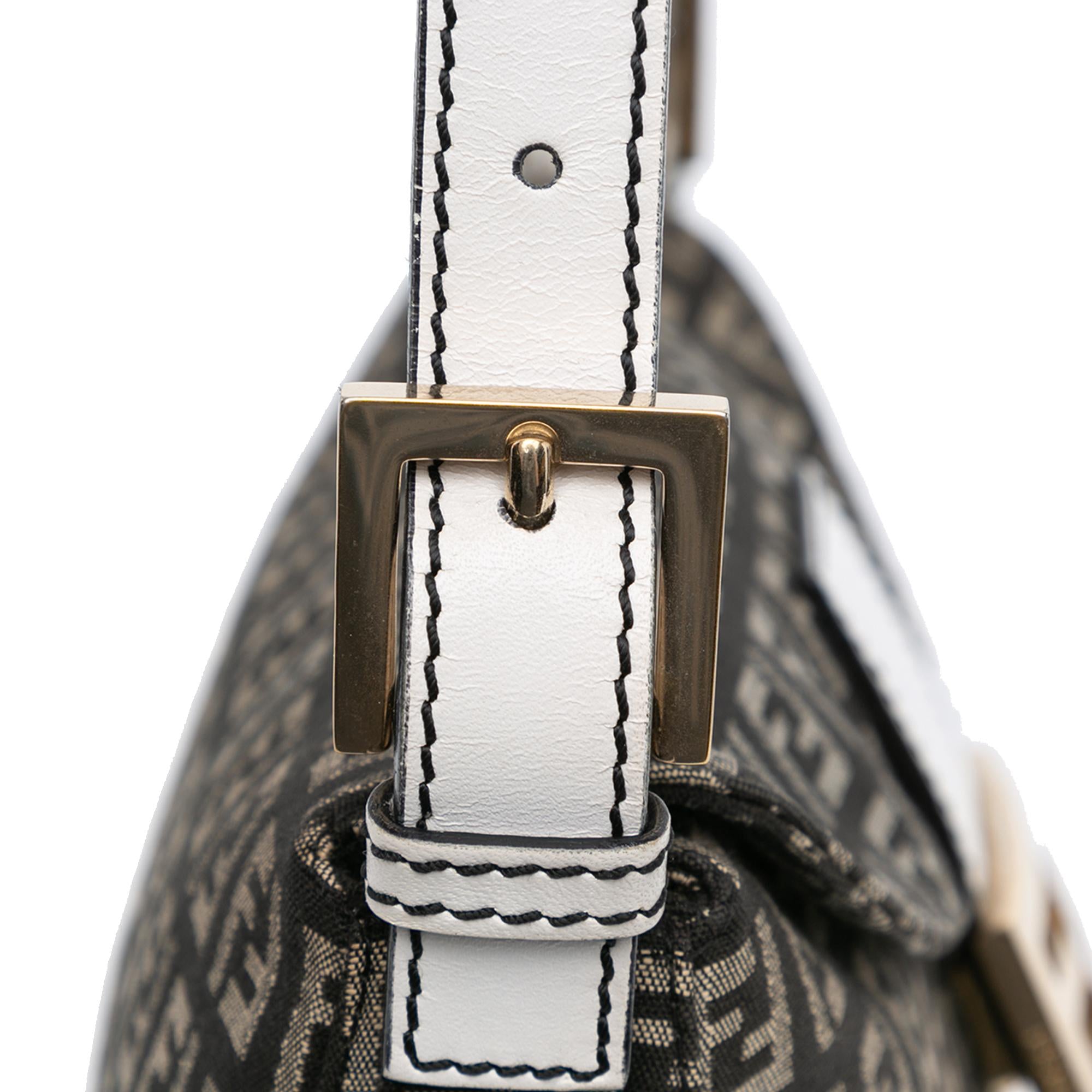 Fendi Zucchino Canvas Double Flap Shoulder Bag