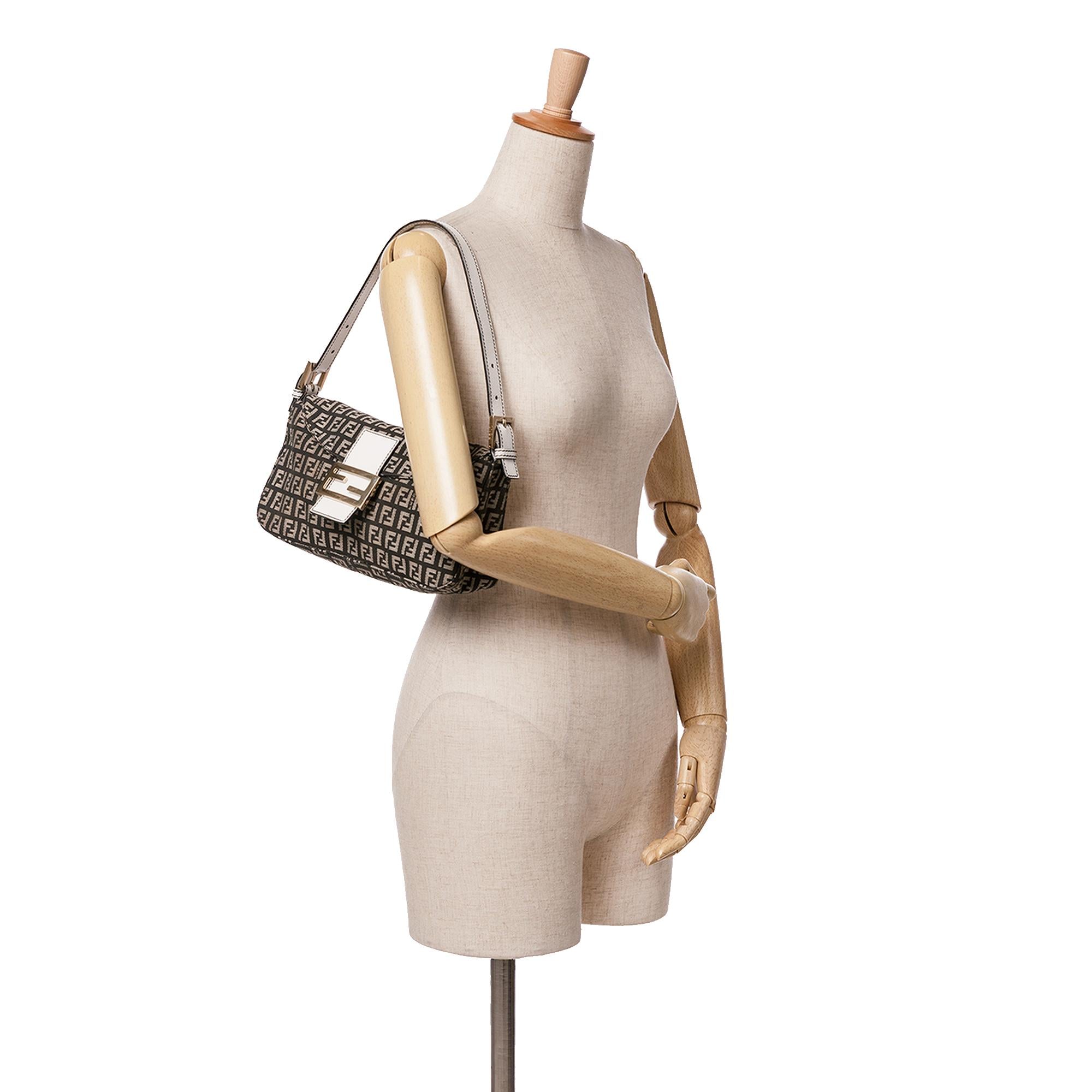 Fendi Zucchino Canvas Double Flap Shoulder Bag