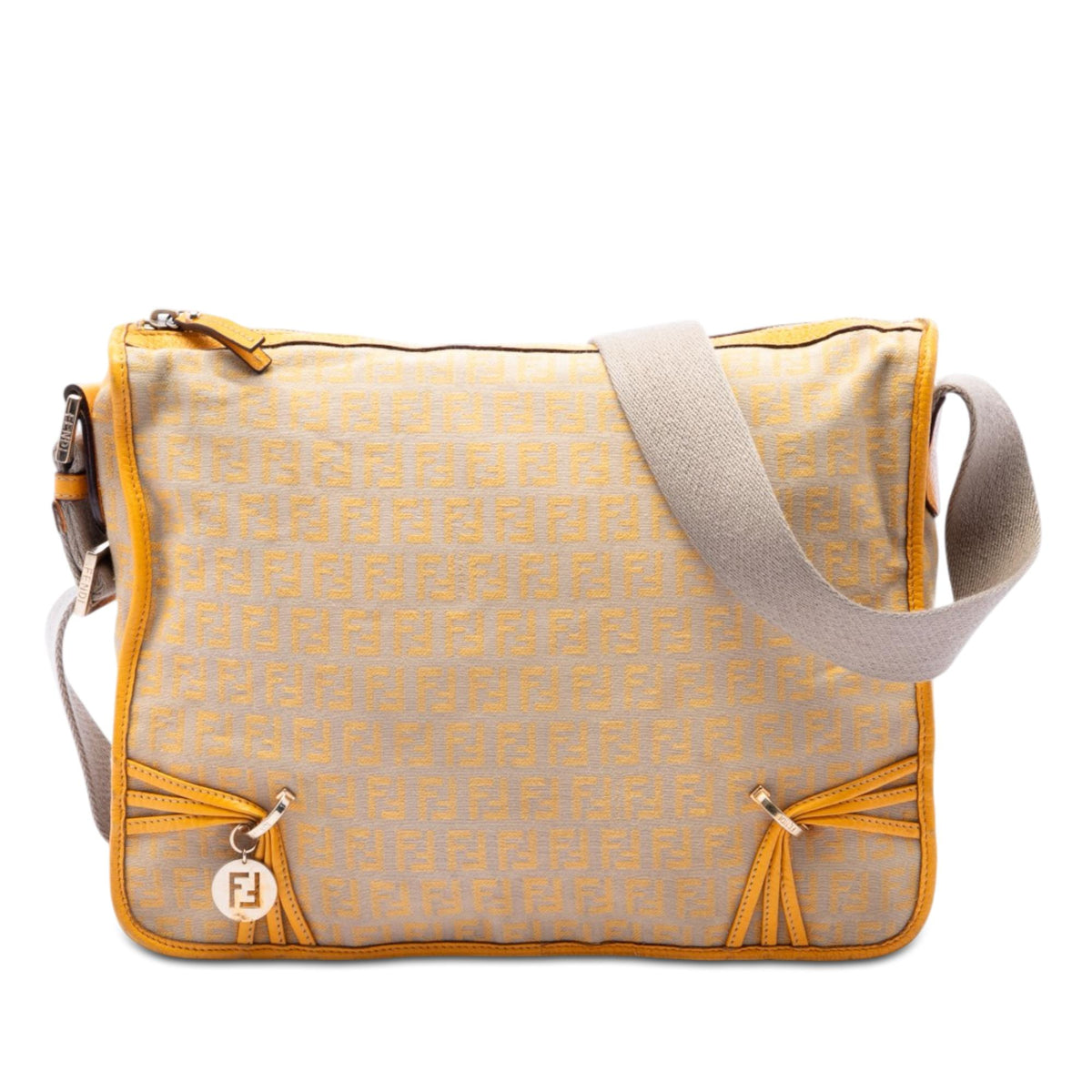 Fendi Zucchino Canvas F Charm Crossbody