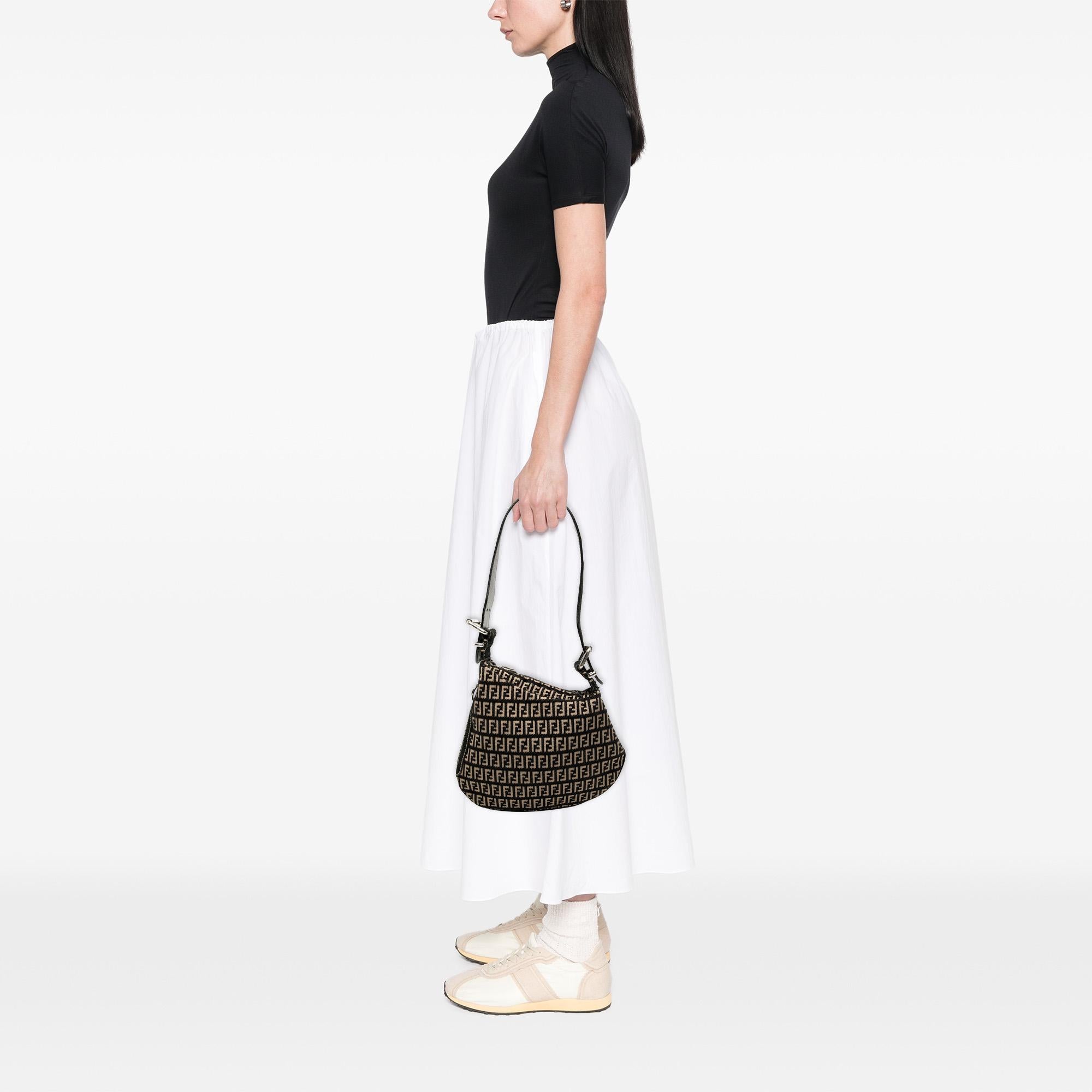 Fendi Zucchino Canvas Oyster Shoulder Bag