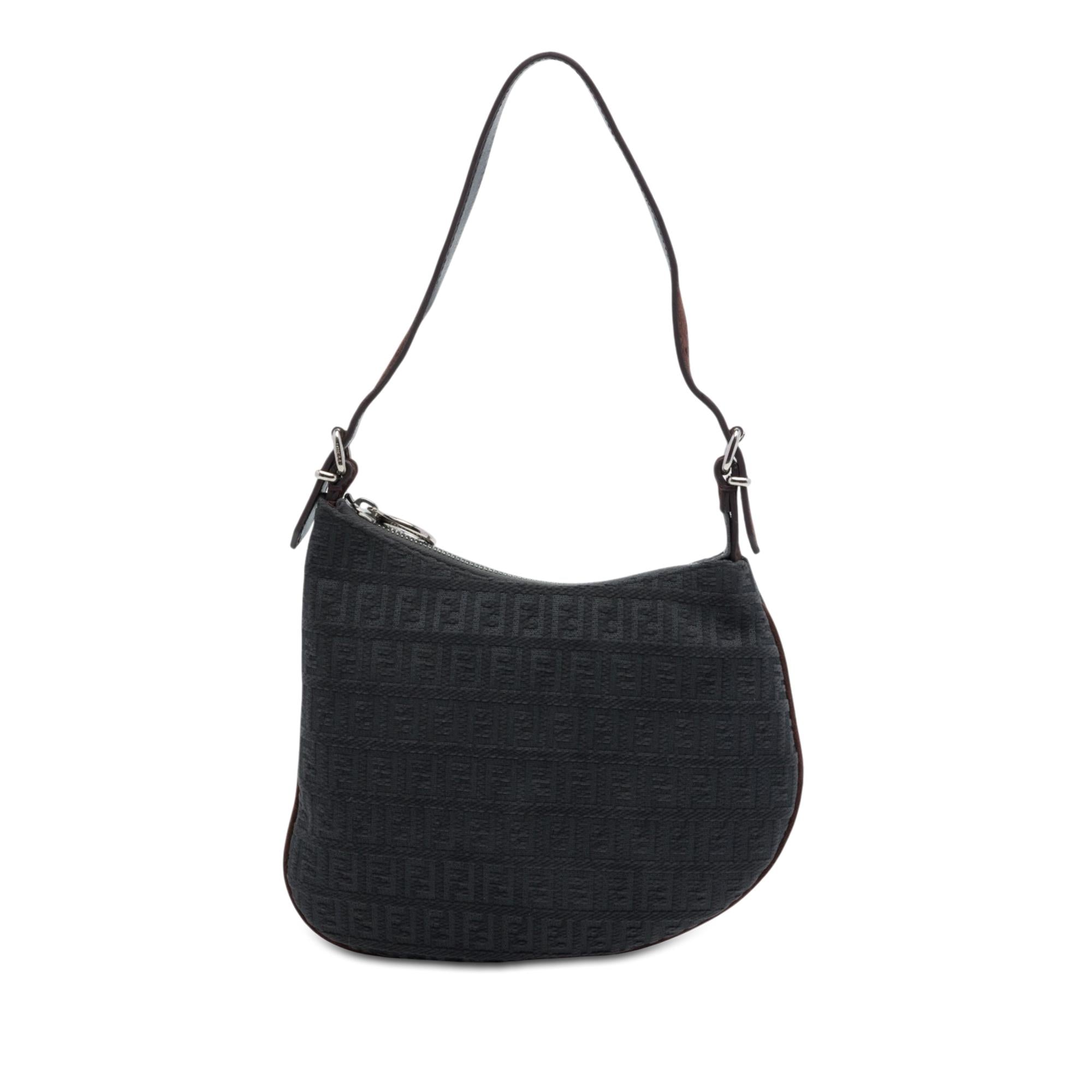 Fendi Zucchino Canvas Oyster Shoulder Bag