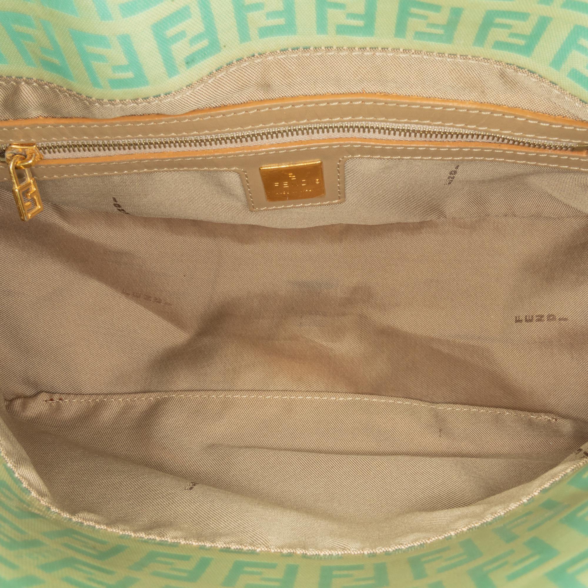 Fendi Zucchino Crystal Double Flap Shoulder Bag