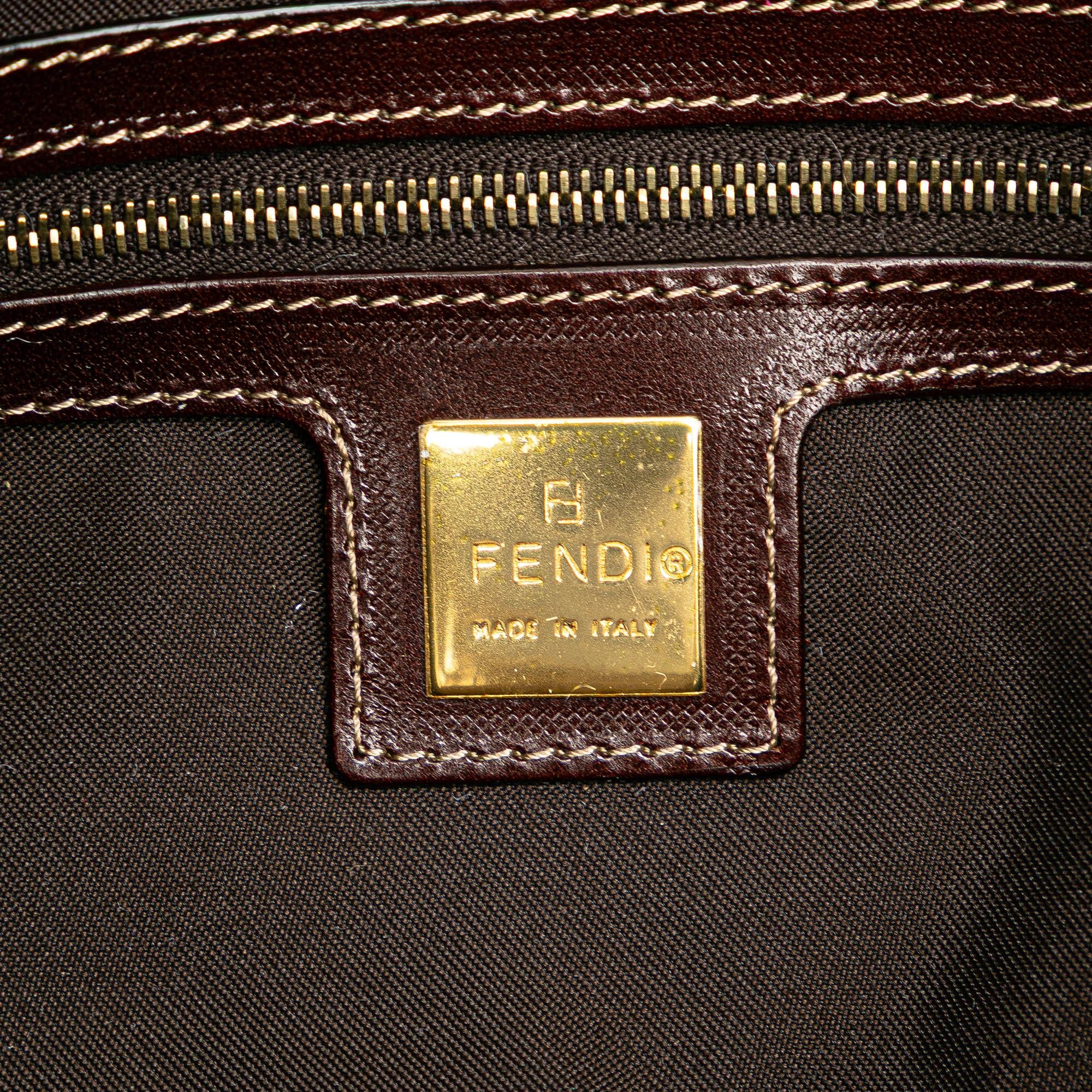 Fendi Zucchino Crystal Double Flap Shoulder Bag
