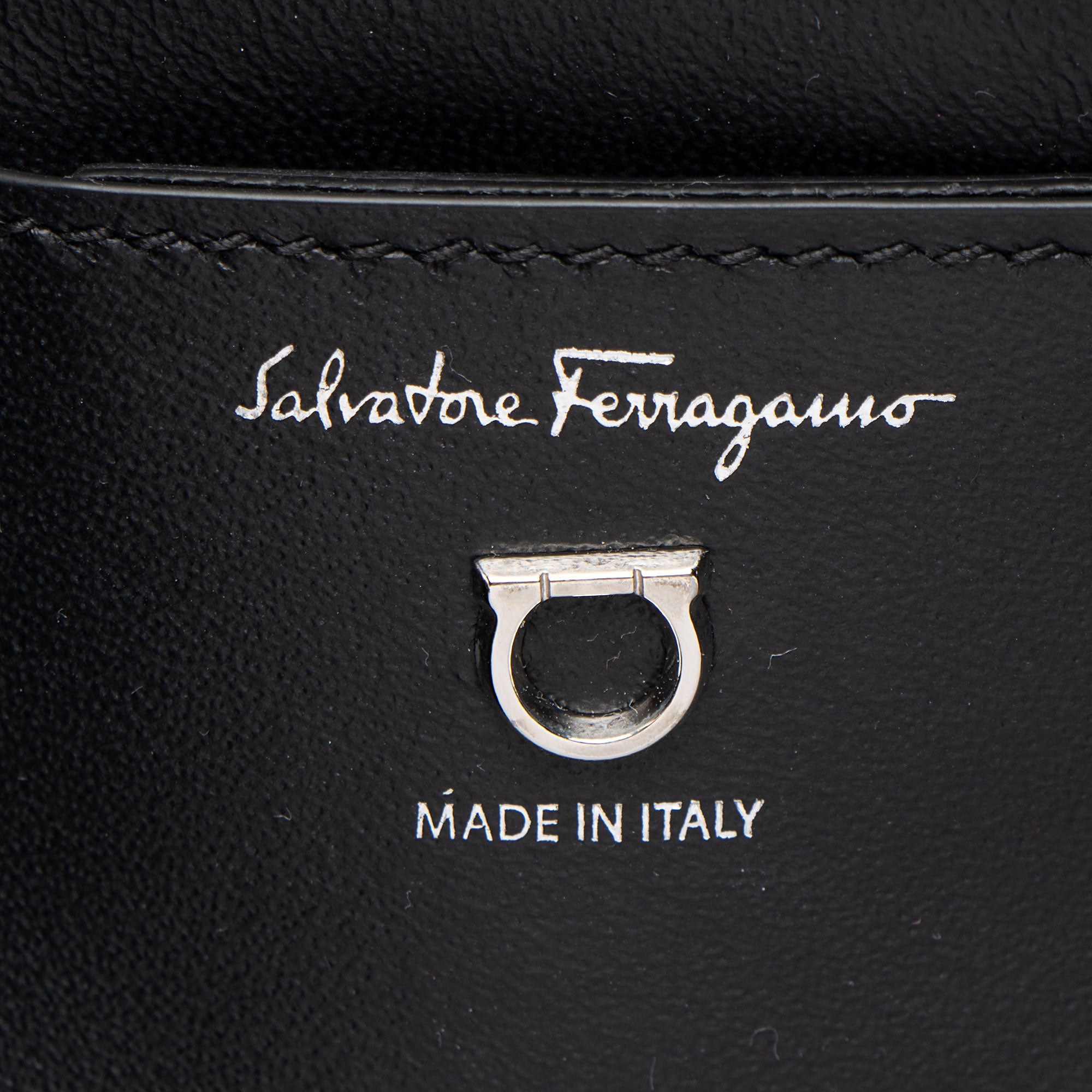Ferragamo Leather Crystal Trifolio Chain Shoulder Bag