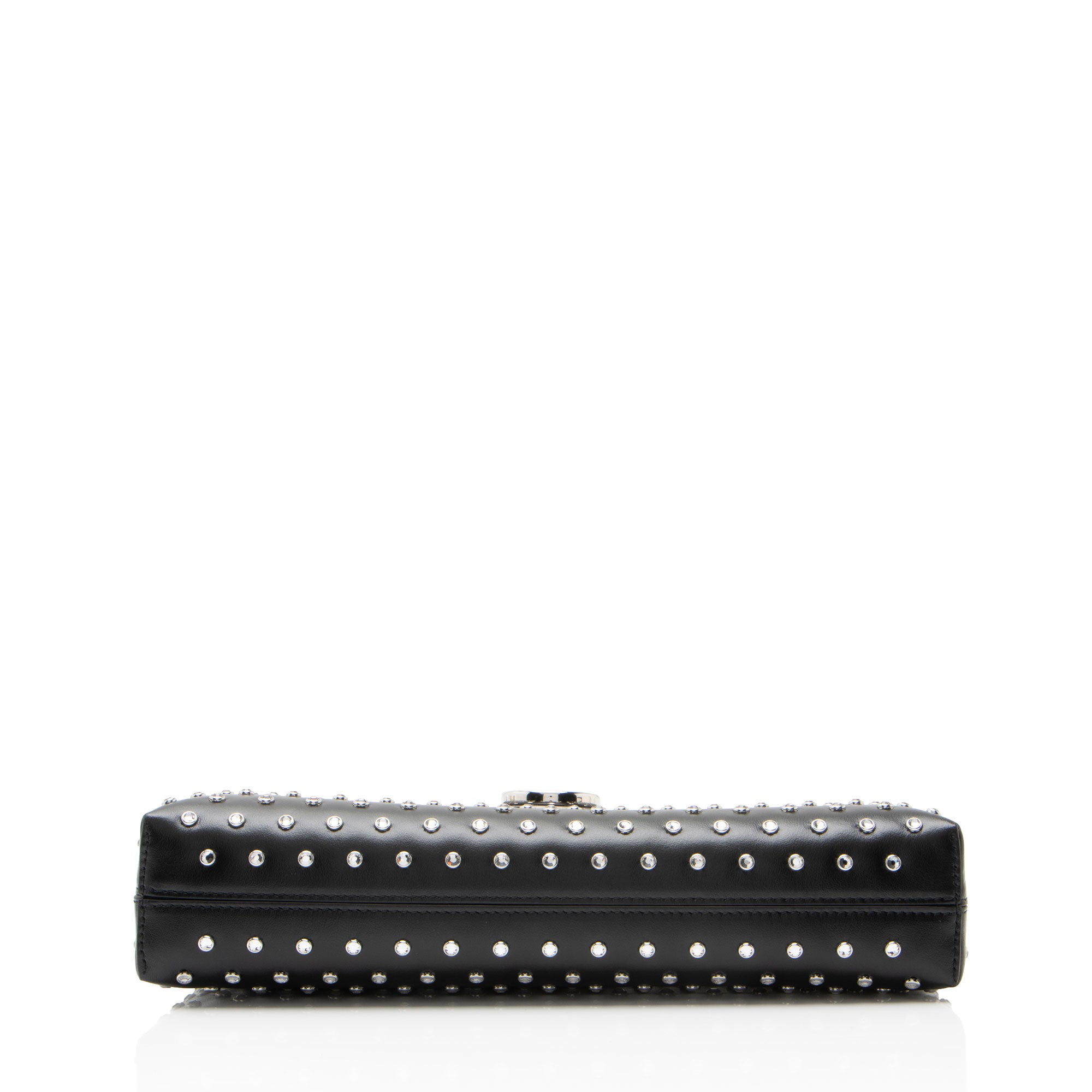 Ferragamo Leather Crystal Trifolio Chain Shoulder Bag