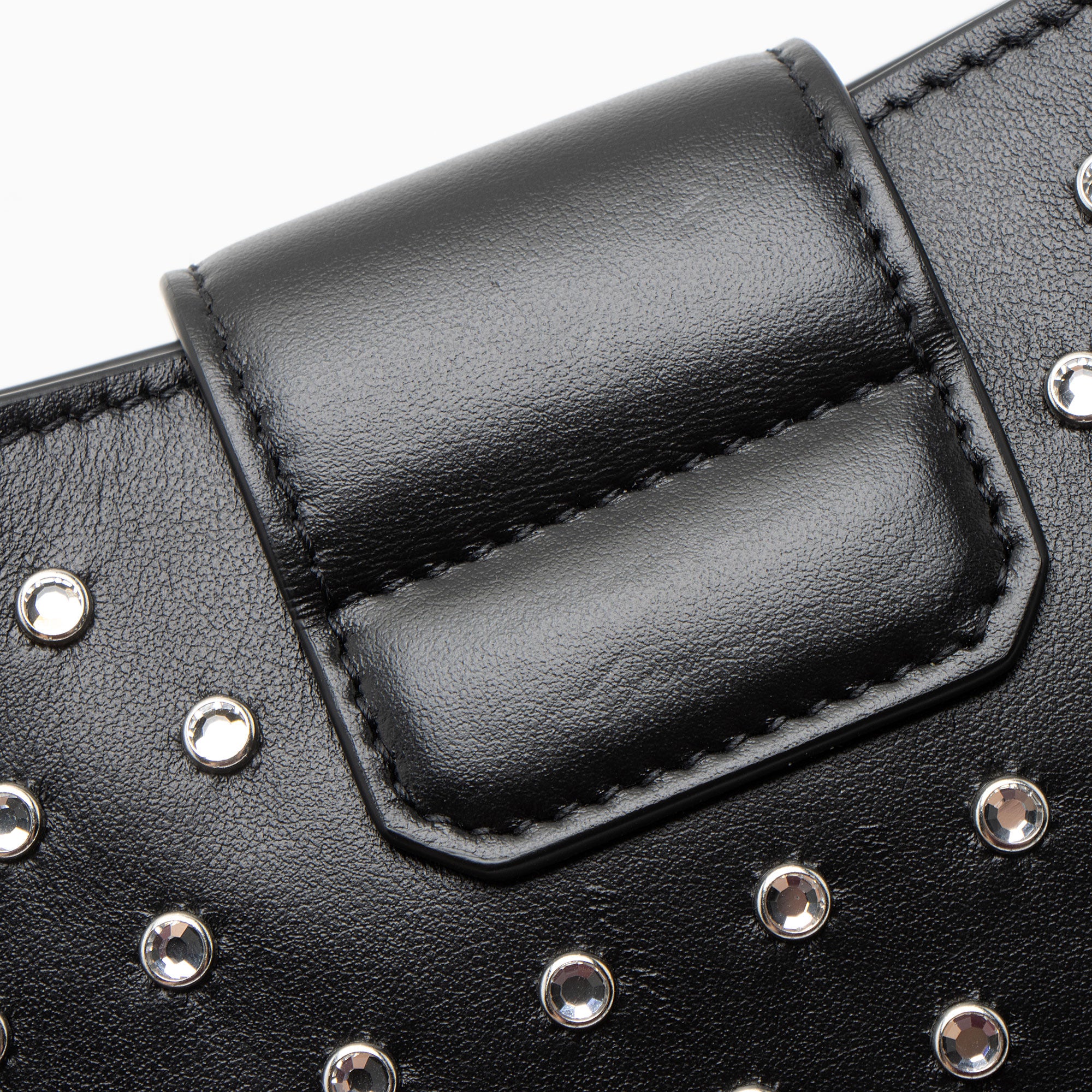 Ferragamo Leather Crystal Trifolio Chain Shoulder Bag