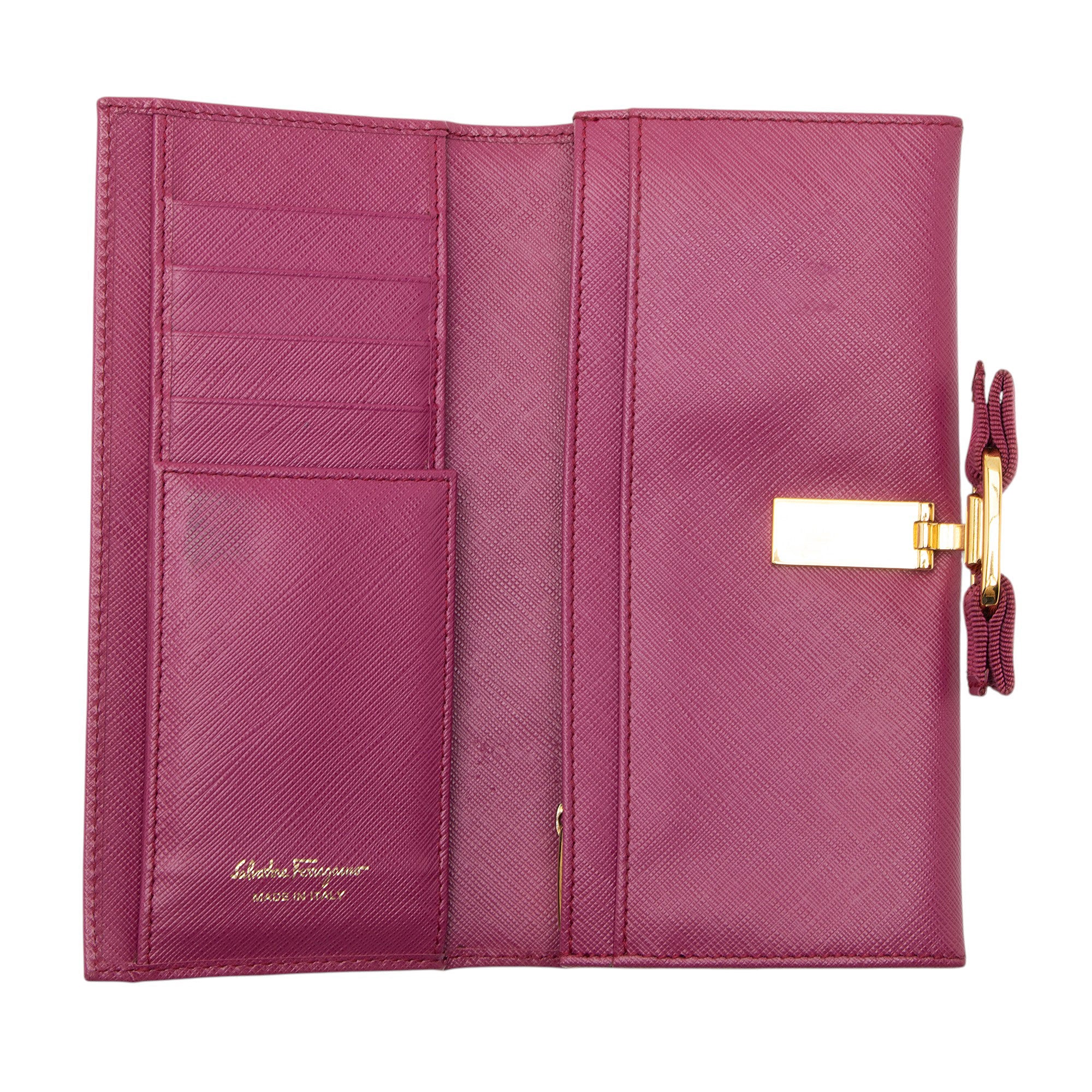 Ferragamo Saffiano Miss Vara Bow Continental Wallet
