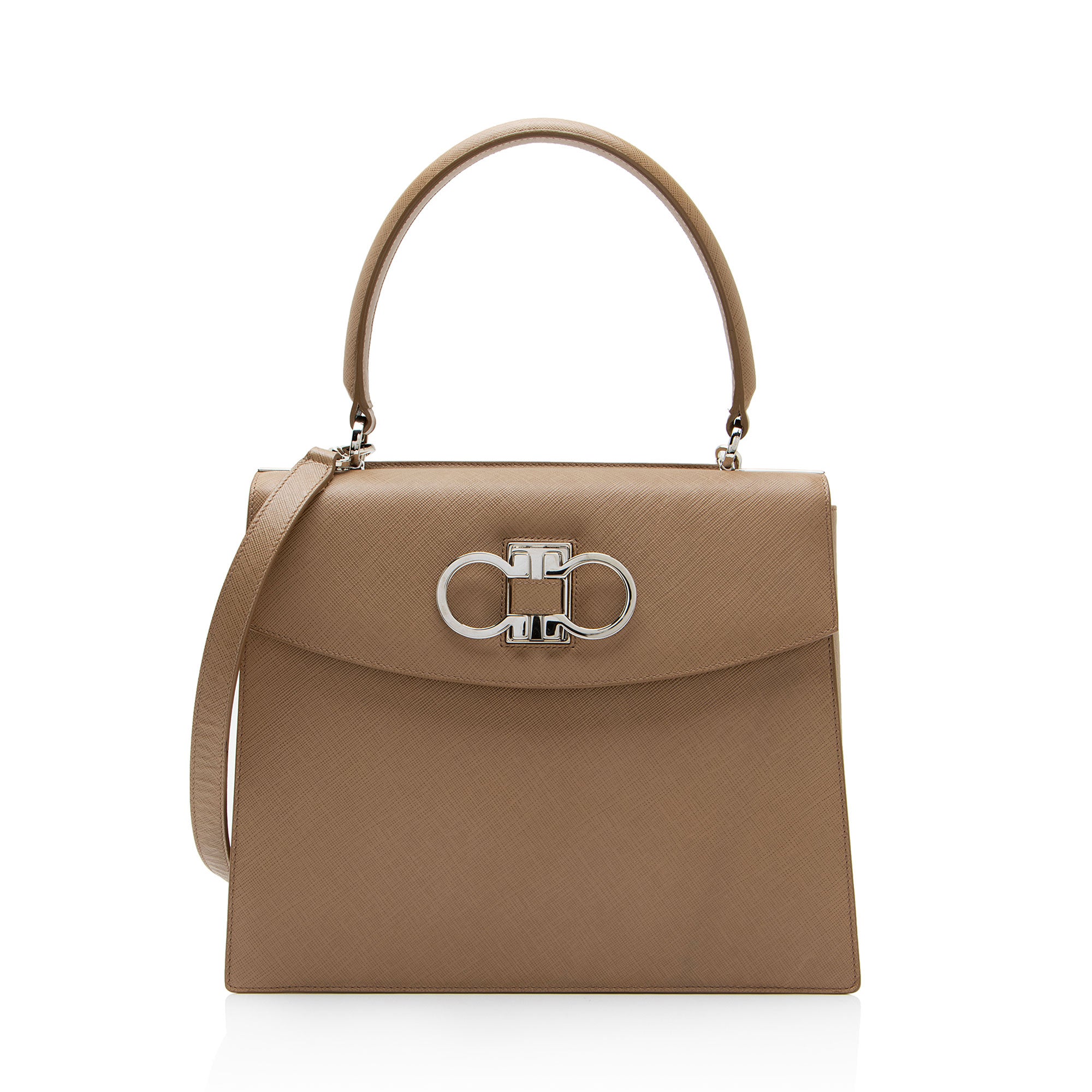 Ferragamo Vintage Calfskin Double Gancini Top Handle