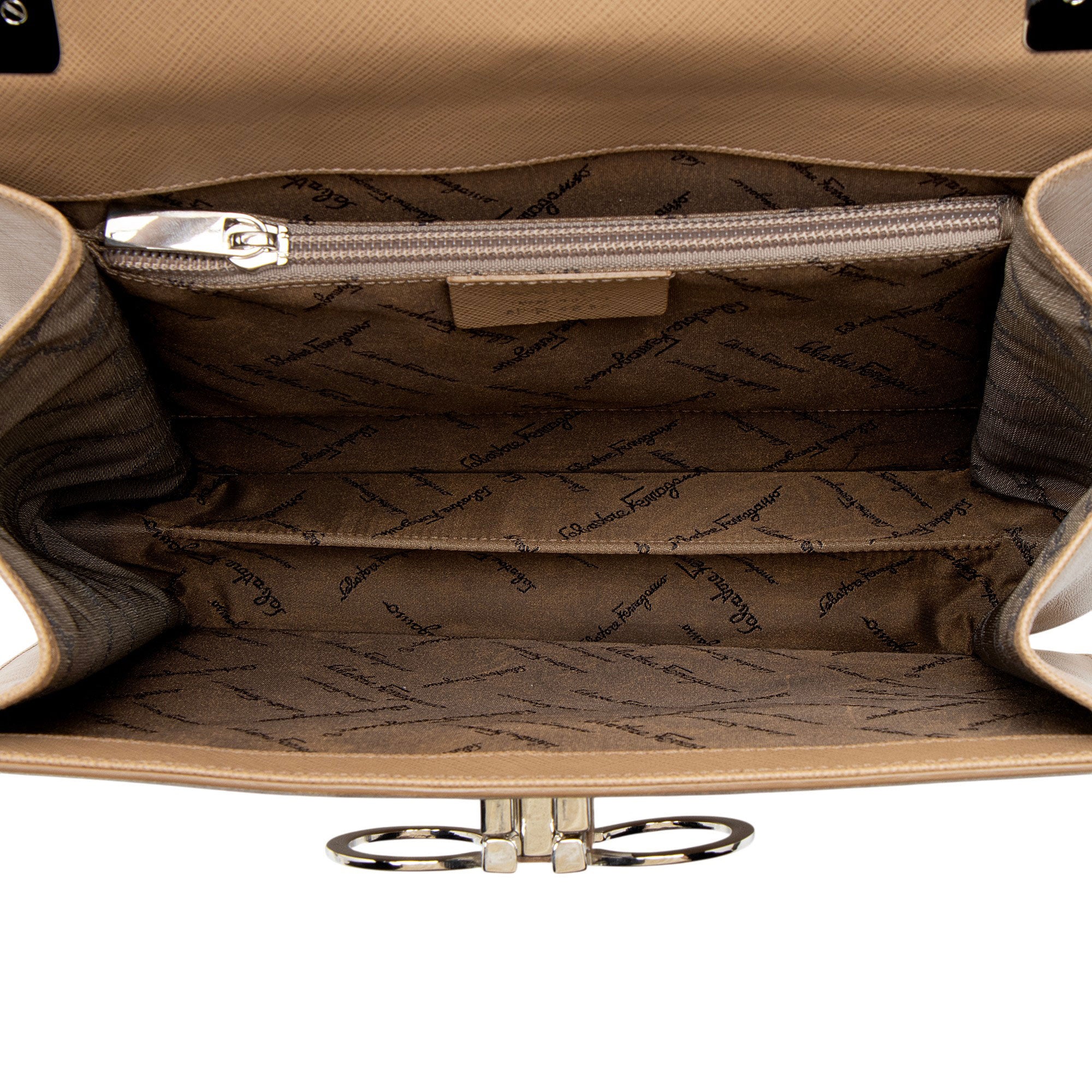 Ferragamo Vintage Calfskin Double Gancini Top Handle