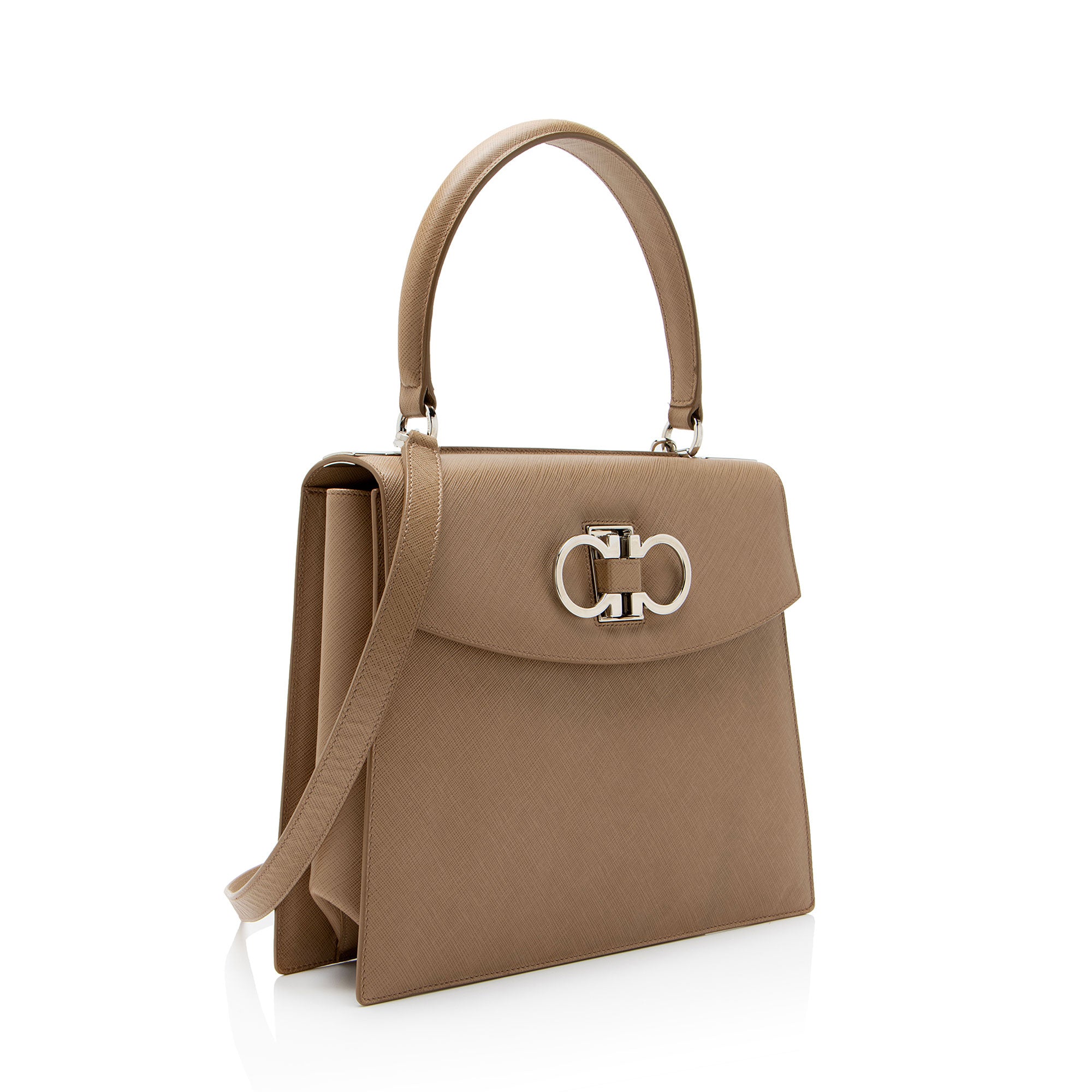 Ferragamo Vintage Calfskin Double Gancini Top Handle
