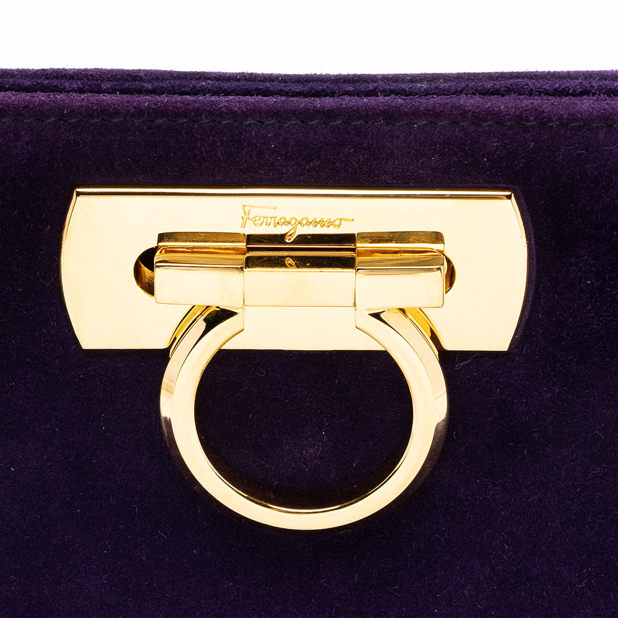 Ferragamo Vintage Suede Gancini Diana Chain Clutch