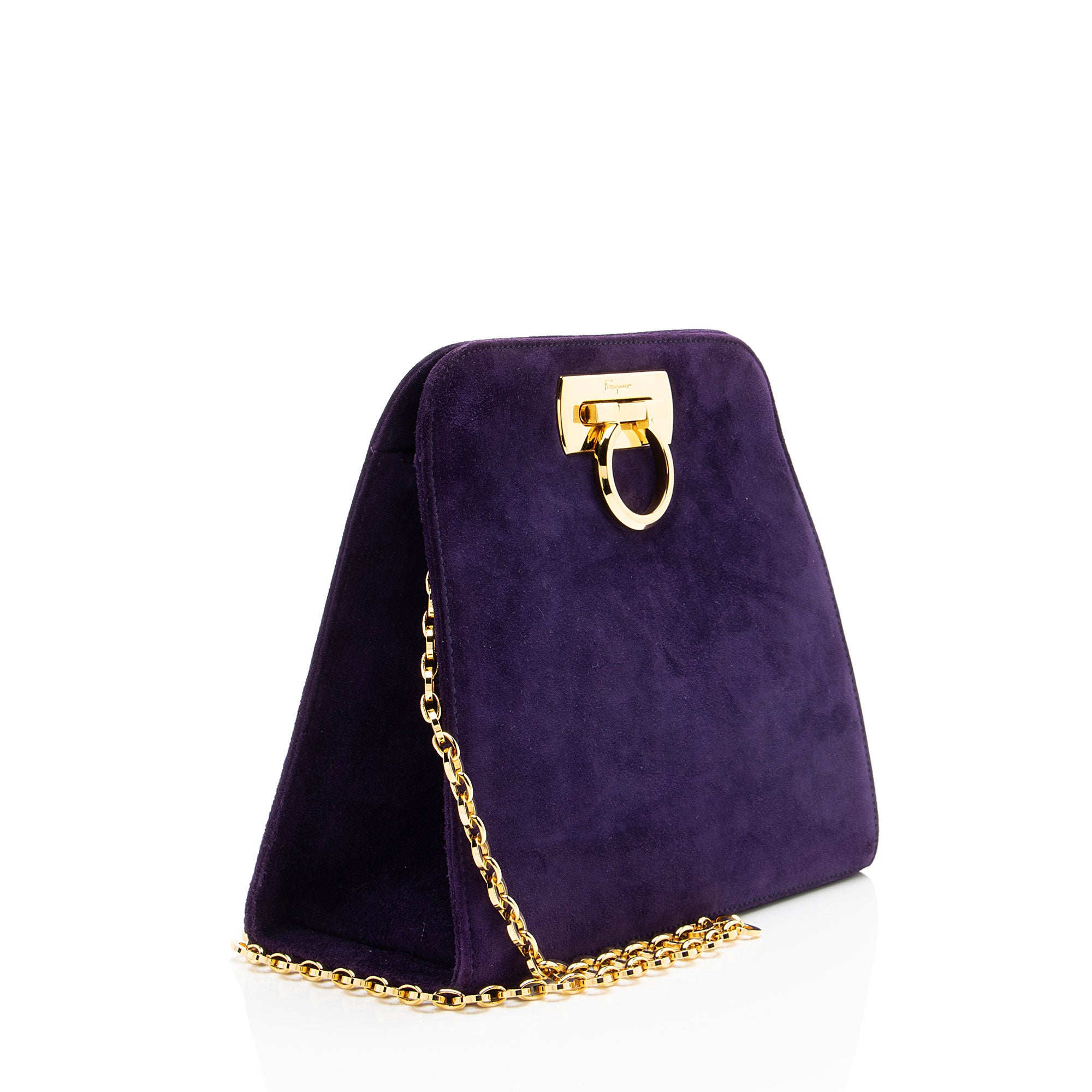 Ferragamo Vintage Suede Gancini Diana Chain Clutch