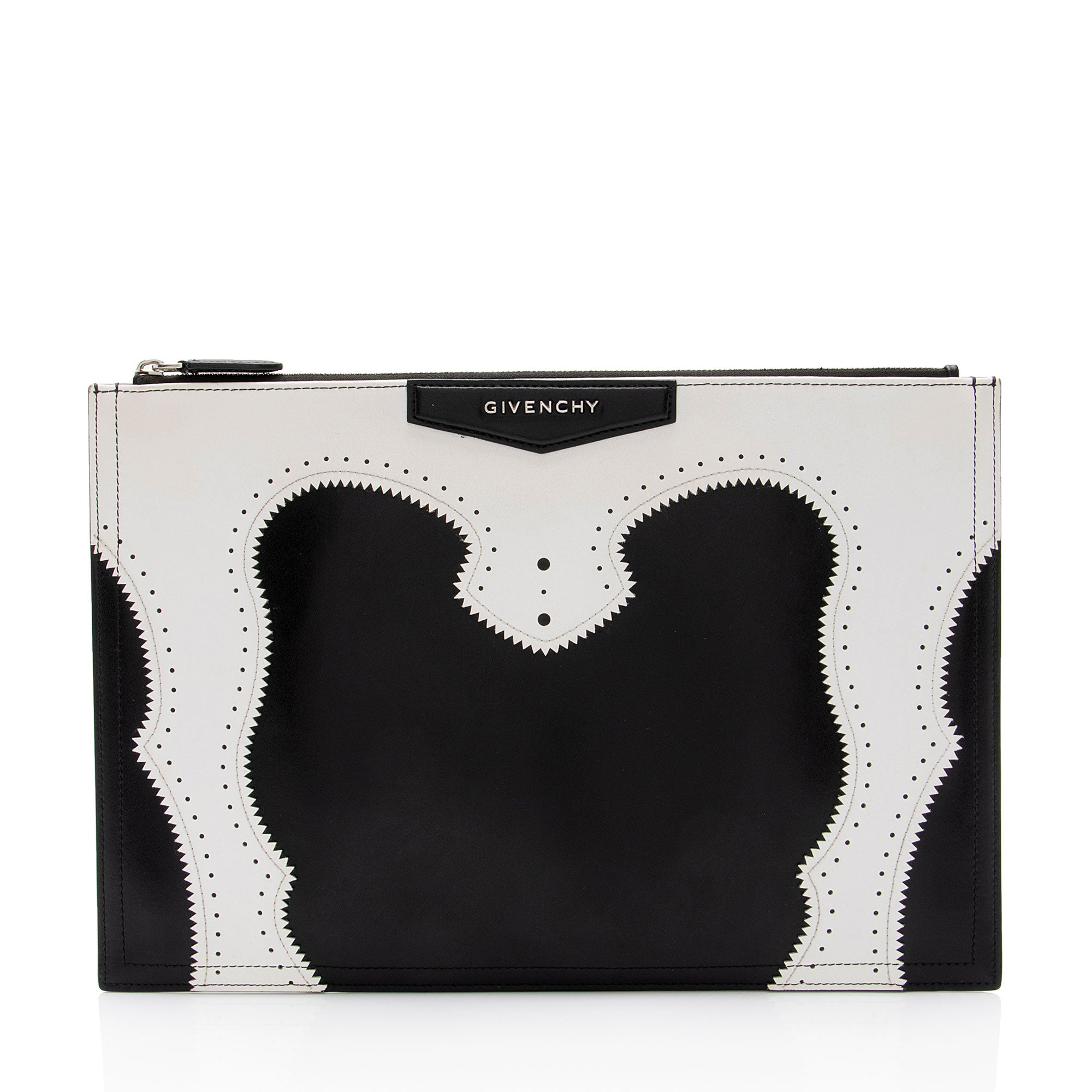 Givenchy Brogue Leather Antigona Zip Pouch (SHF-2iBJP6)