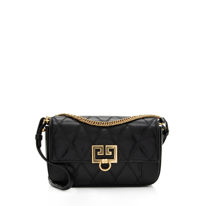 Givenchy Quilted Goatskin GV3 Pocket Mini Convertible Pouch (SHF-siLFsv)