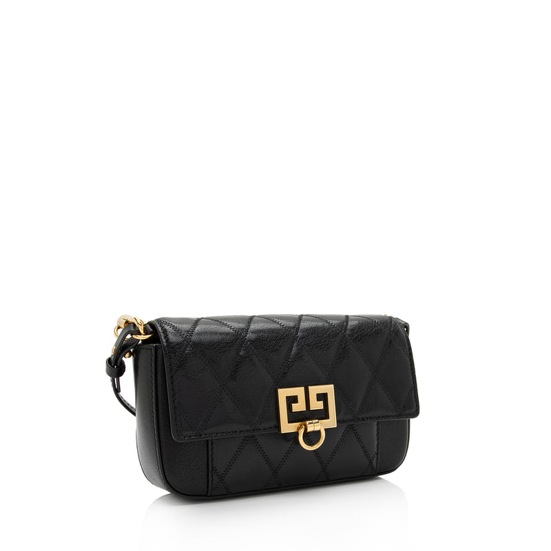 Givenchy Quilted Goatskin GV3 Pocket Mini Convertible Pouch (SHF-siLFsv)