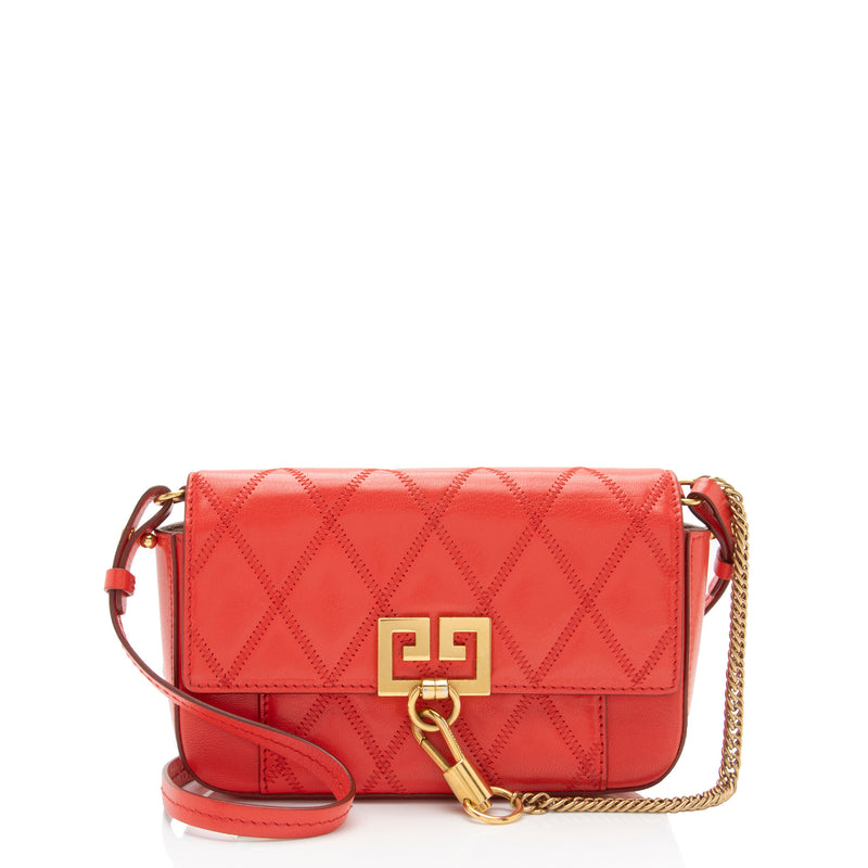 Givenchy Quilted Goatskin GV3 Pocket Mini Convertible Pouch (SHF-c5S4al)