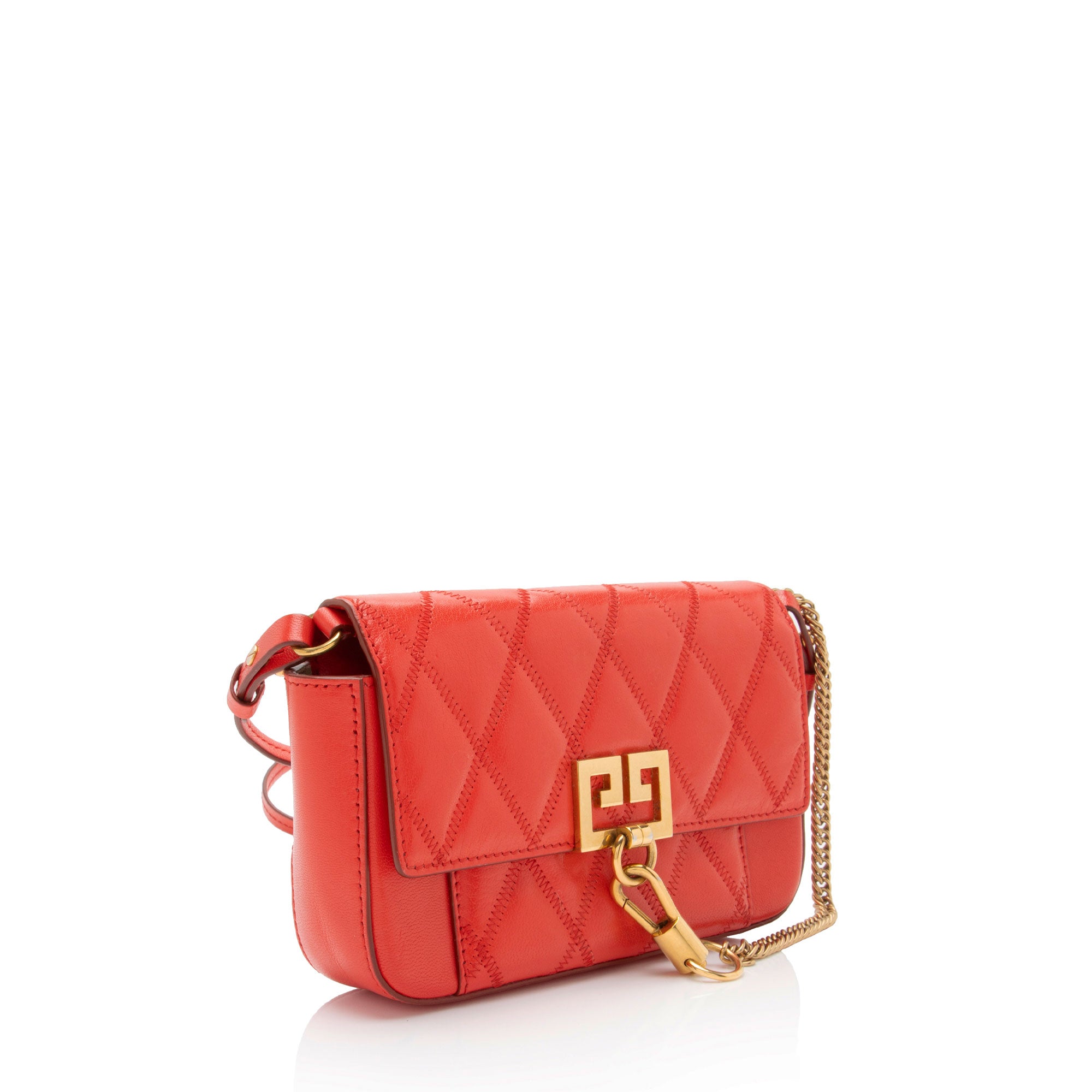 Givenchy Quilted Goatskin GV3 Pocket Mini Convertible Pouch (SHF-c5S4al)