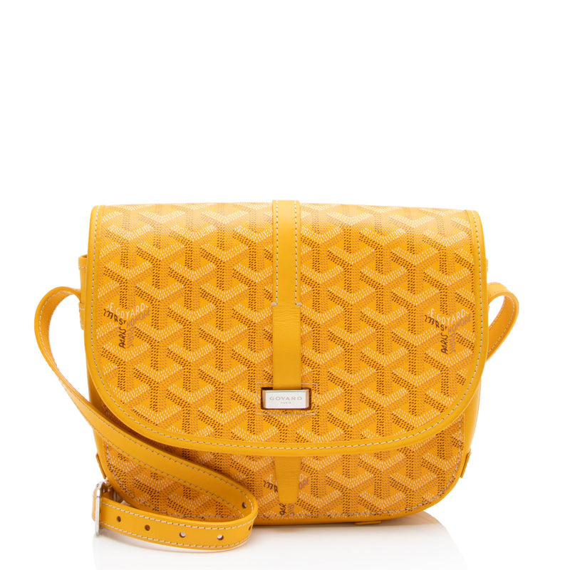 GOYARD Belvedere PM Goyardine Chevron Canvas Messenger Bag Yellow