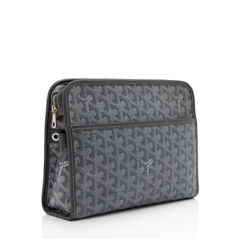 Goyard Jouvence Toiletry Bag MM Gray in Canvas/Calfskin with