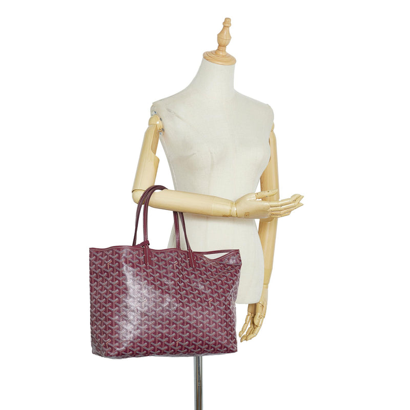 Goyard Saint Louis Saint Louis PM Leather,Canvas Tote Bag Bordeaux