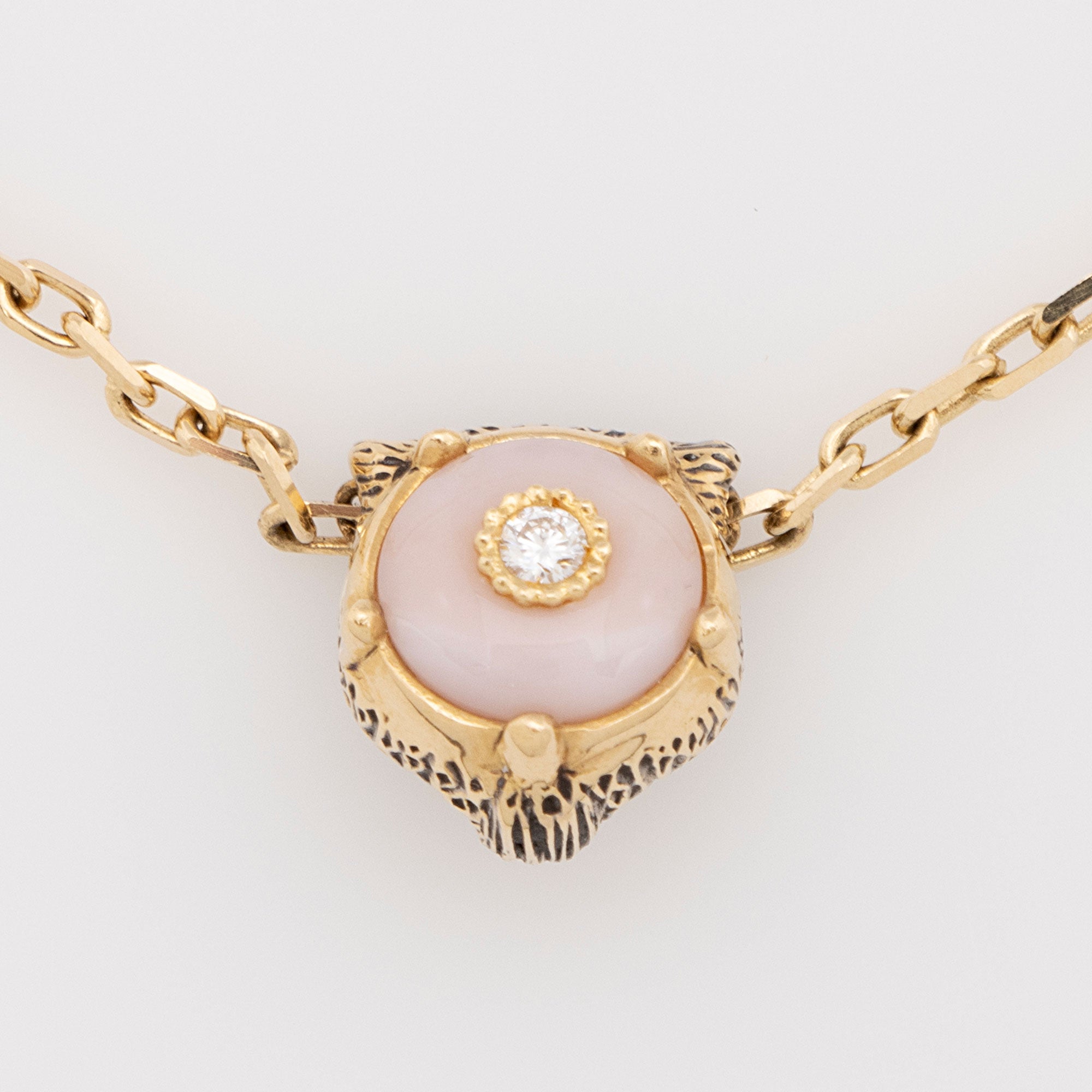 Gucci 18k Gold Diamond Onyx Le Marche Des Merveilles Feline Bracelet