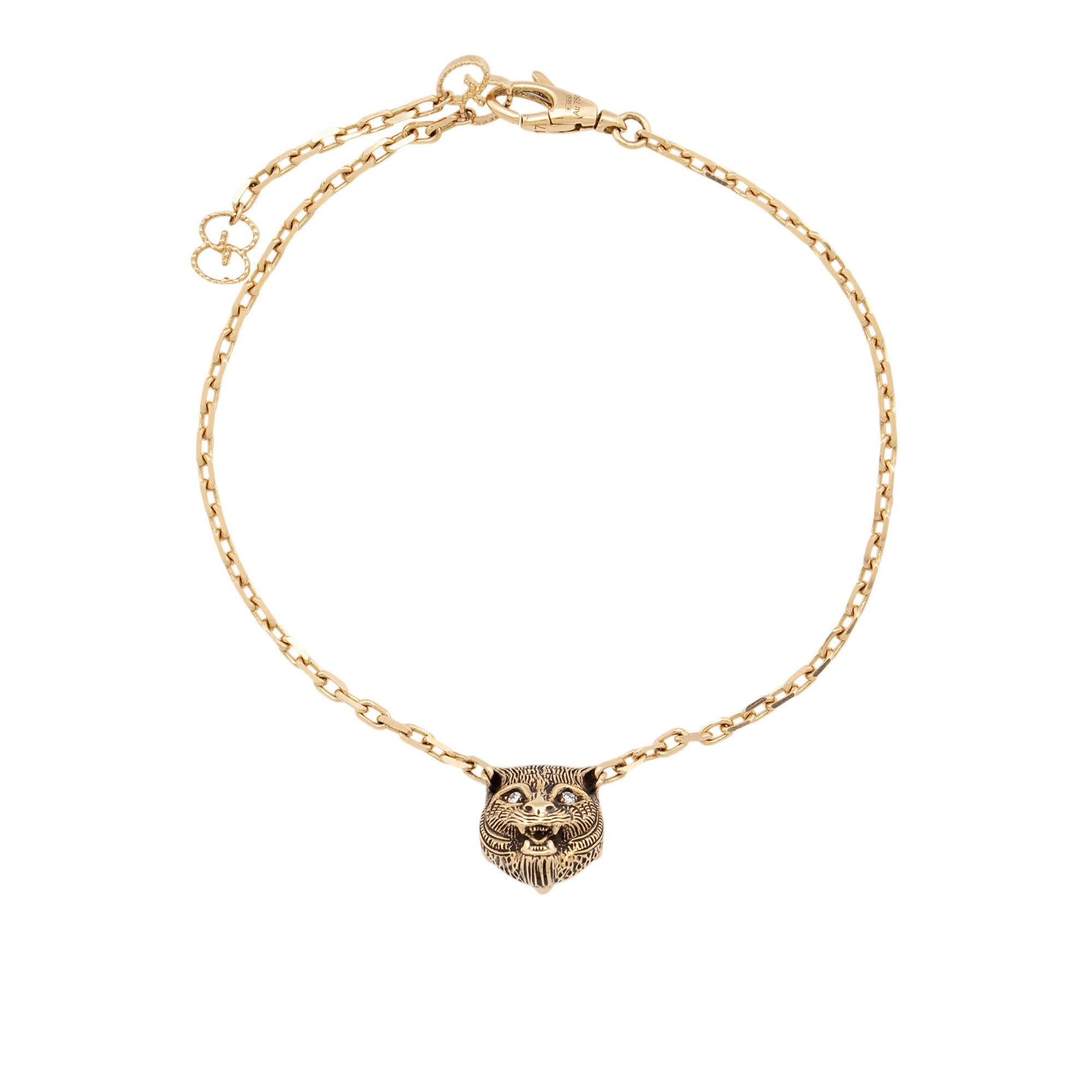 Gucci 18k Gold Diamond Onyx Le Marche Des Merveilles Feline Bracelet