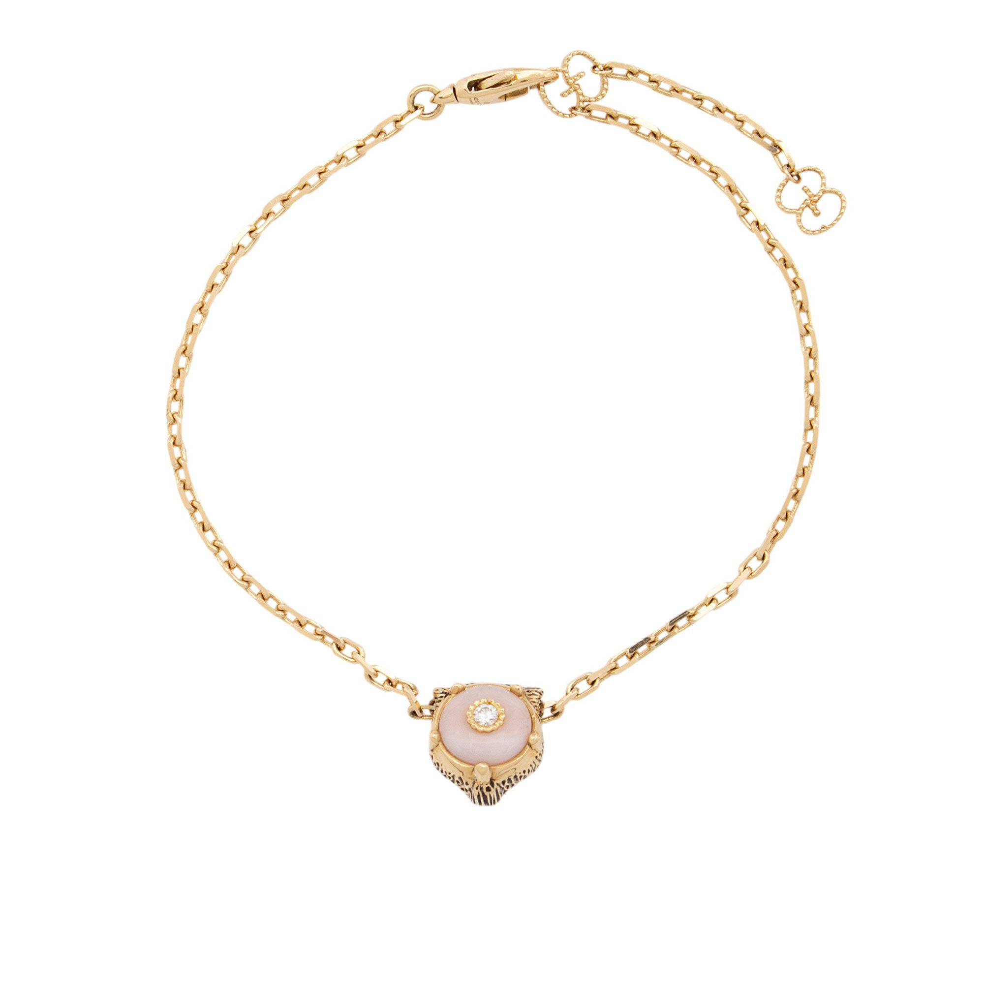 Gucci 18k Gold Diamond Onyx Le Marche Des Merveilles Feline Bracelet