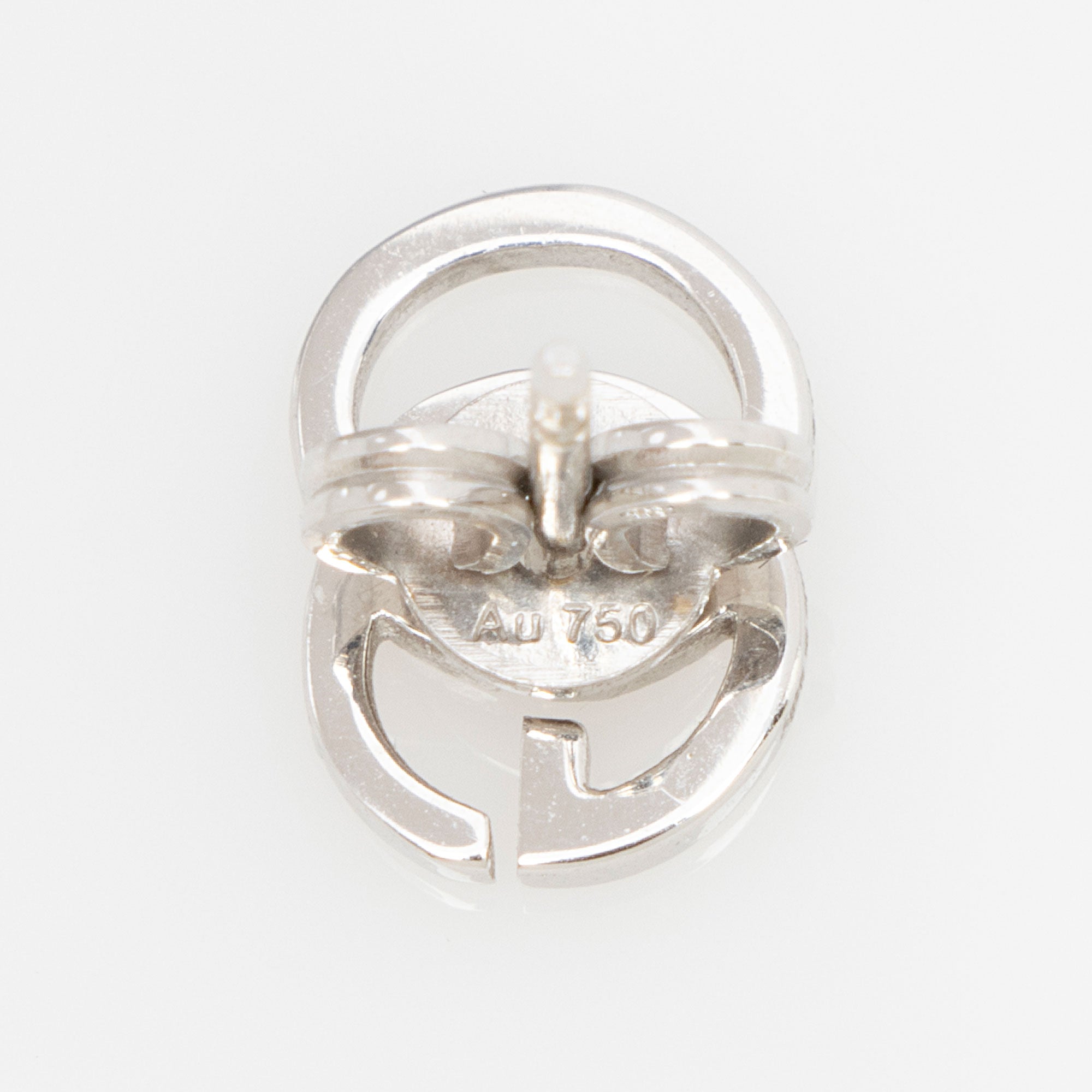 Gucci 18k White Gold GG Running Stud Earrings