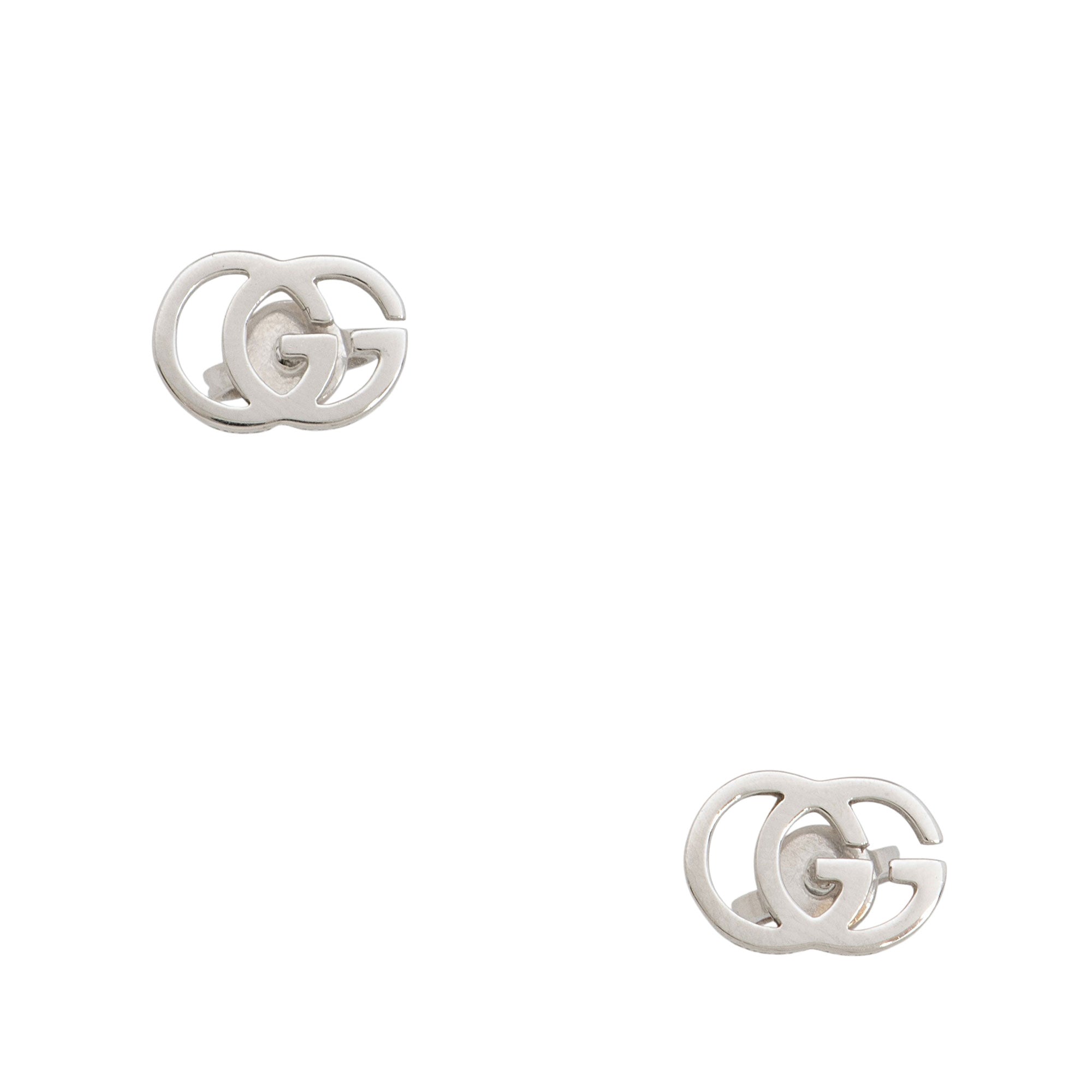 Gucci 18k White Gold GG Running Stud Earrings