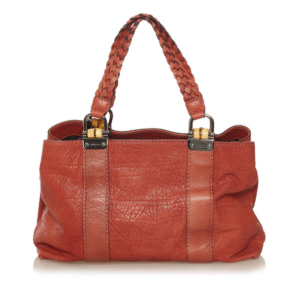 Gucci Bamboo Bar Leather Tote Bag (SHG-KsAjg1)