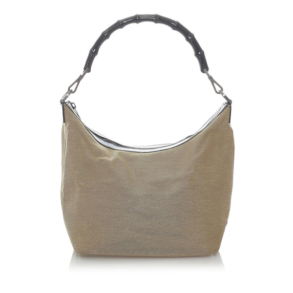 Gucci Bamboo Canvas Shoulder Bag (SHG-UFHCRv)