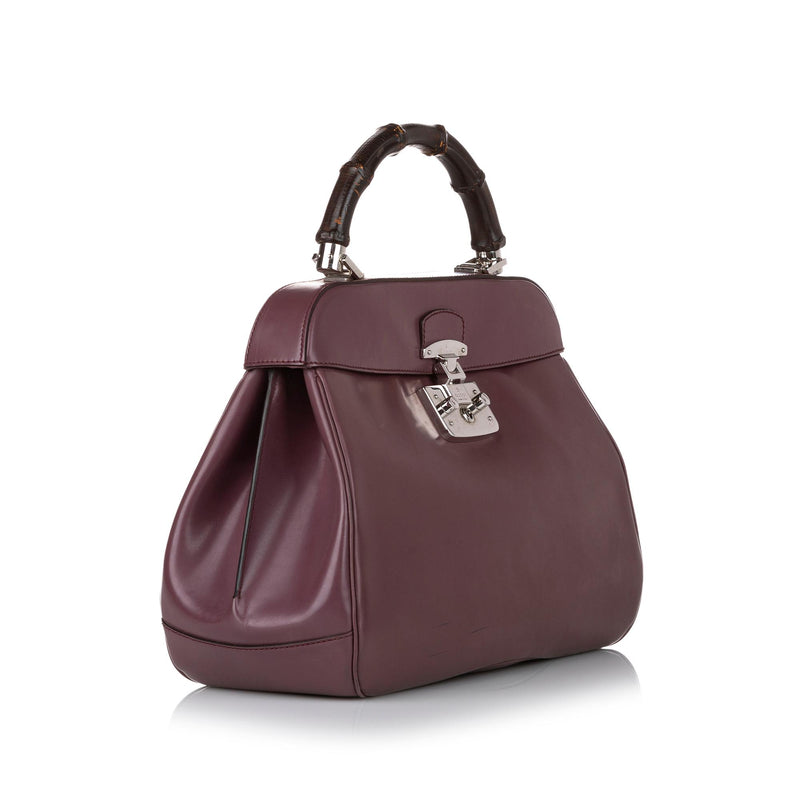 Gucci Bamboo Lady Lock Leather Handbag (SHG-OZa9ZR)