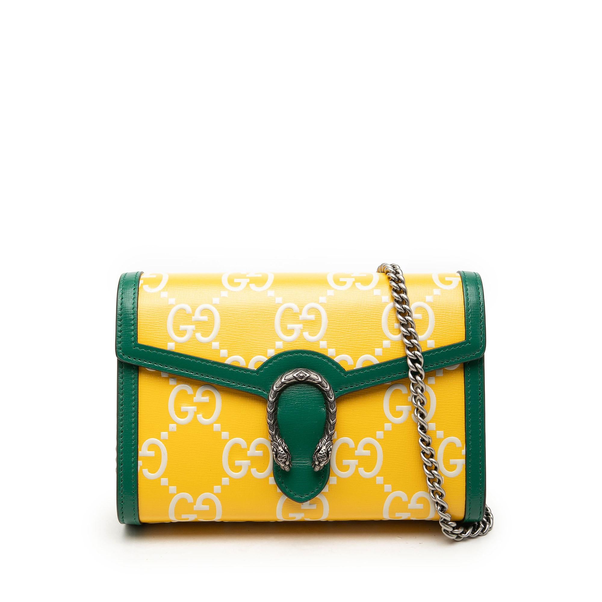 Gucci Bicolor GG Embossed Calfskin Dionysus Wallet on Chain