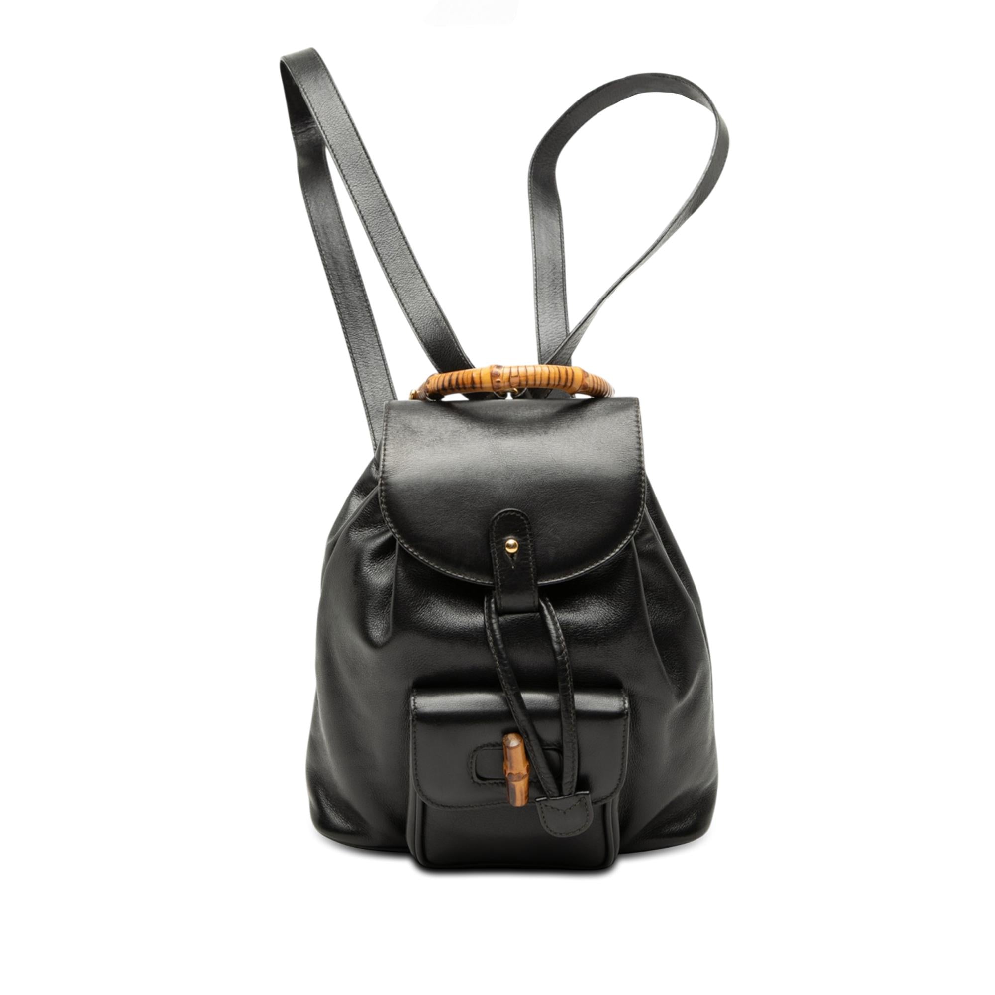 Gucci Calfskin Bamboo Drawstring Backpack