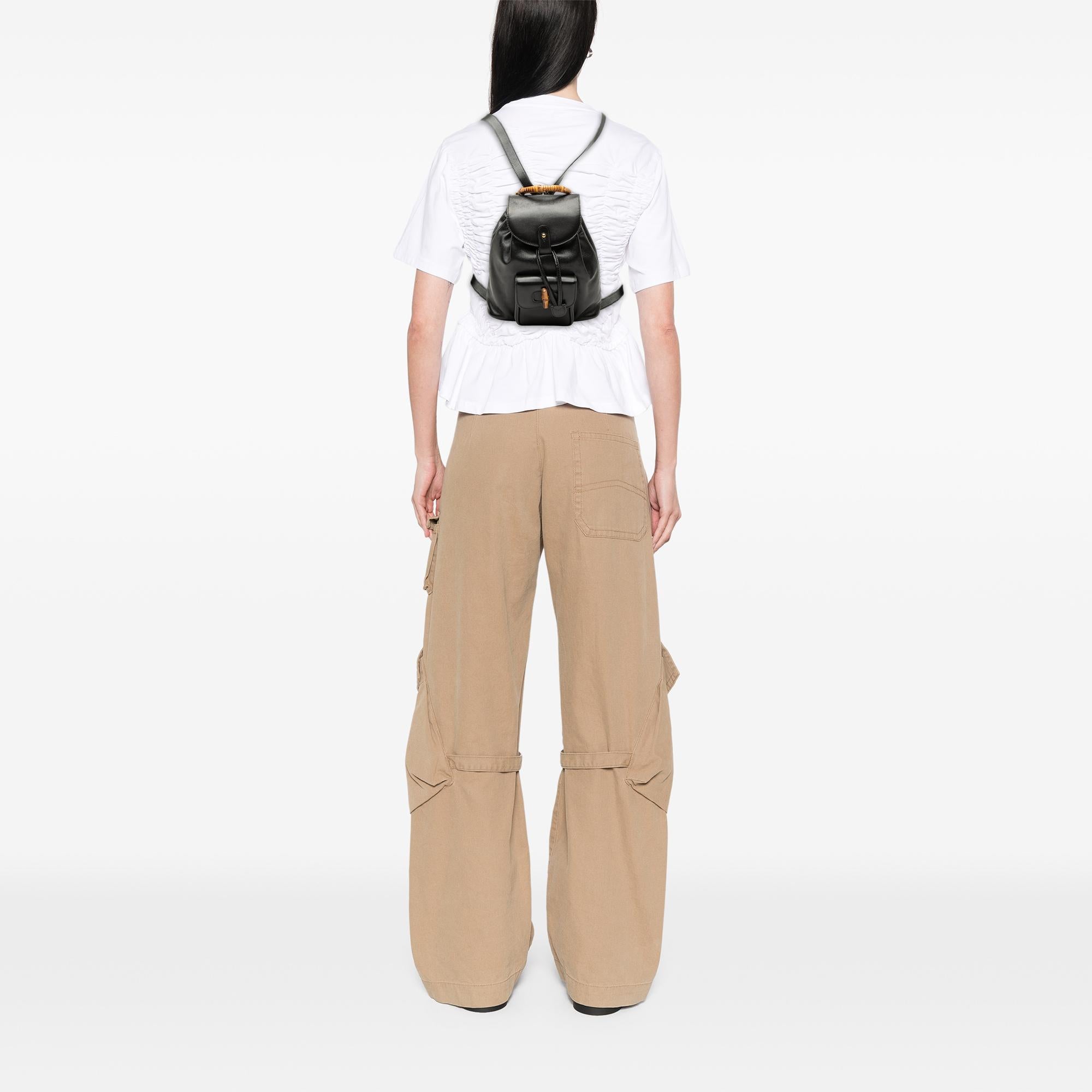 Gucci Calfskin Bamboo Drawstring Backpack