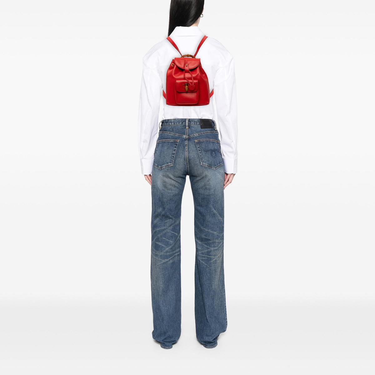 Gucci Calfskin Bamboo Drawstring Backpack