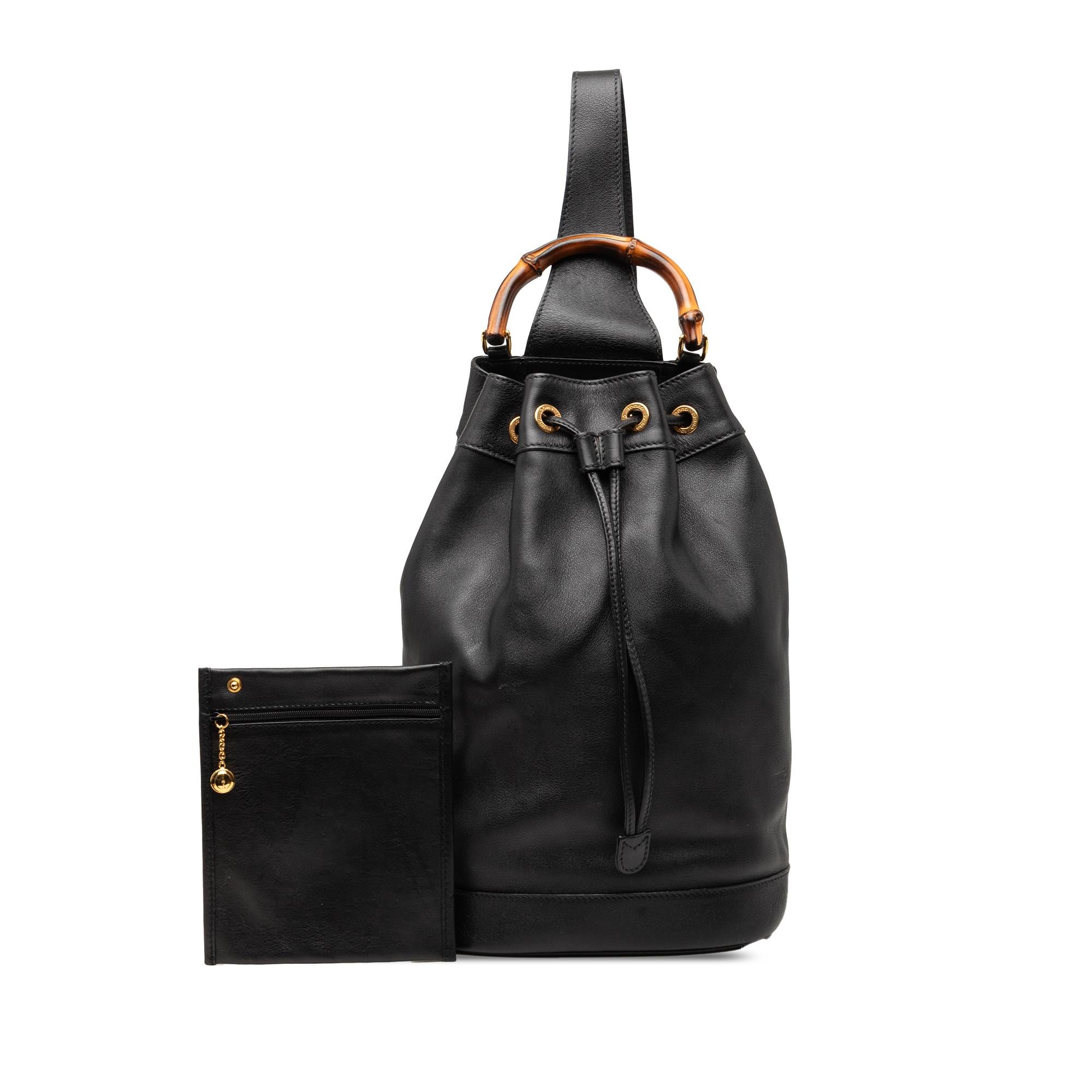 Gucci Calfskin Bamboo Drawstring Sling Backpack